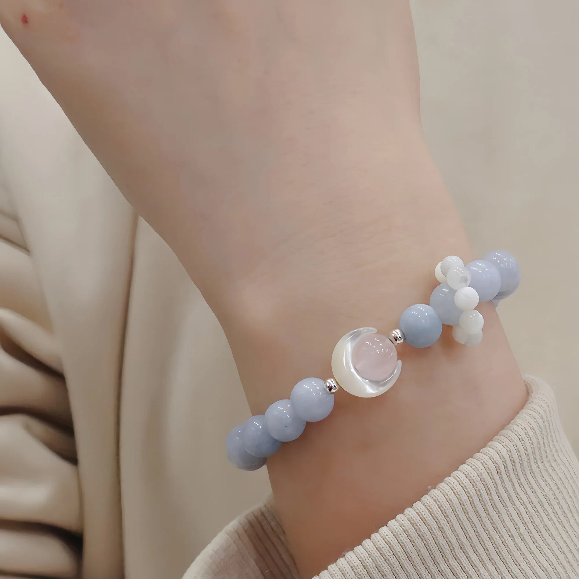 Aquamarine, Moonstone & Rose Quartz Moon Tide Harmony Bracelet