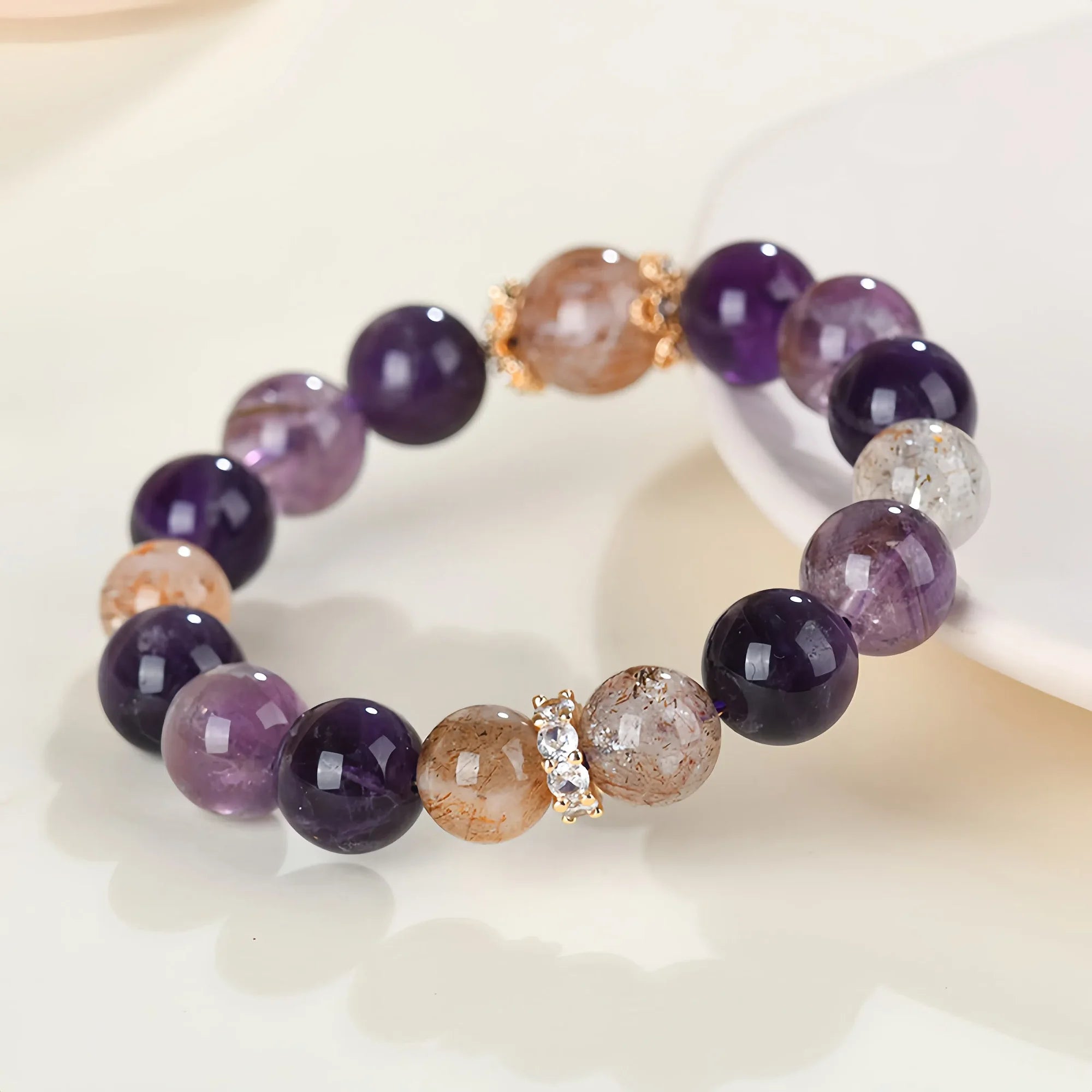 Astral Amethyst and Black Super Seven Bracelet