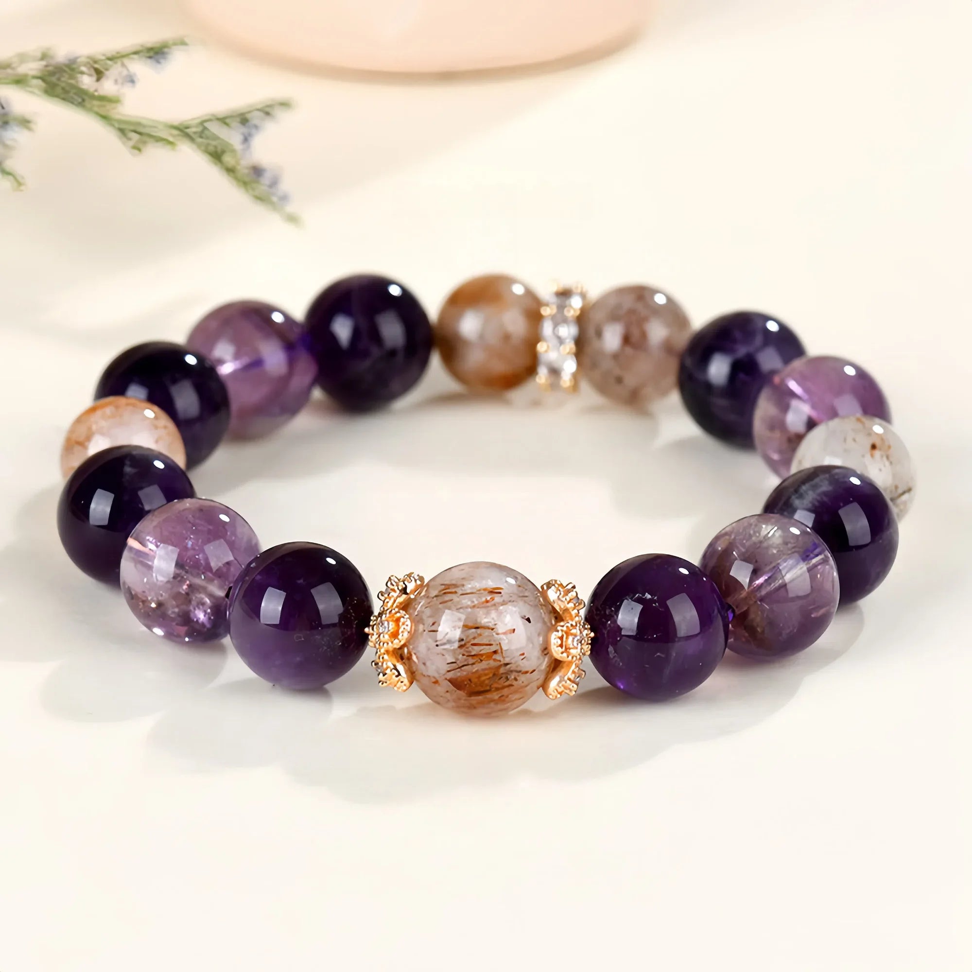 Astral Amethyst and Black Super Seven Bracelet