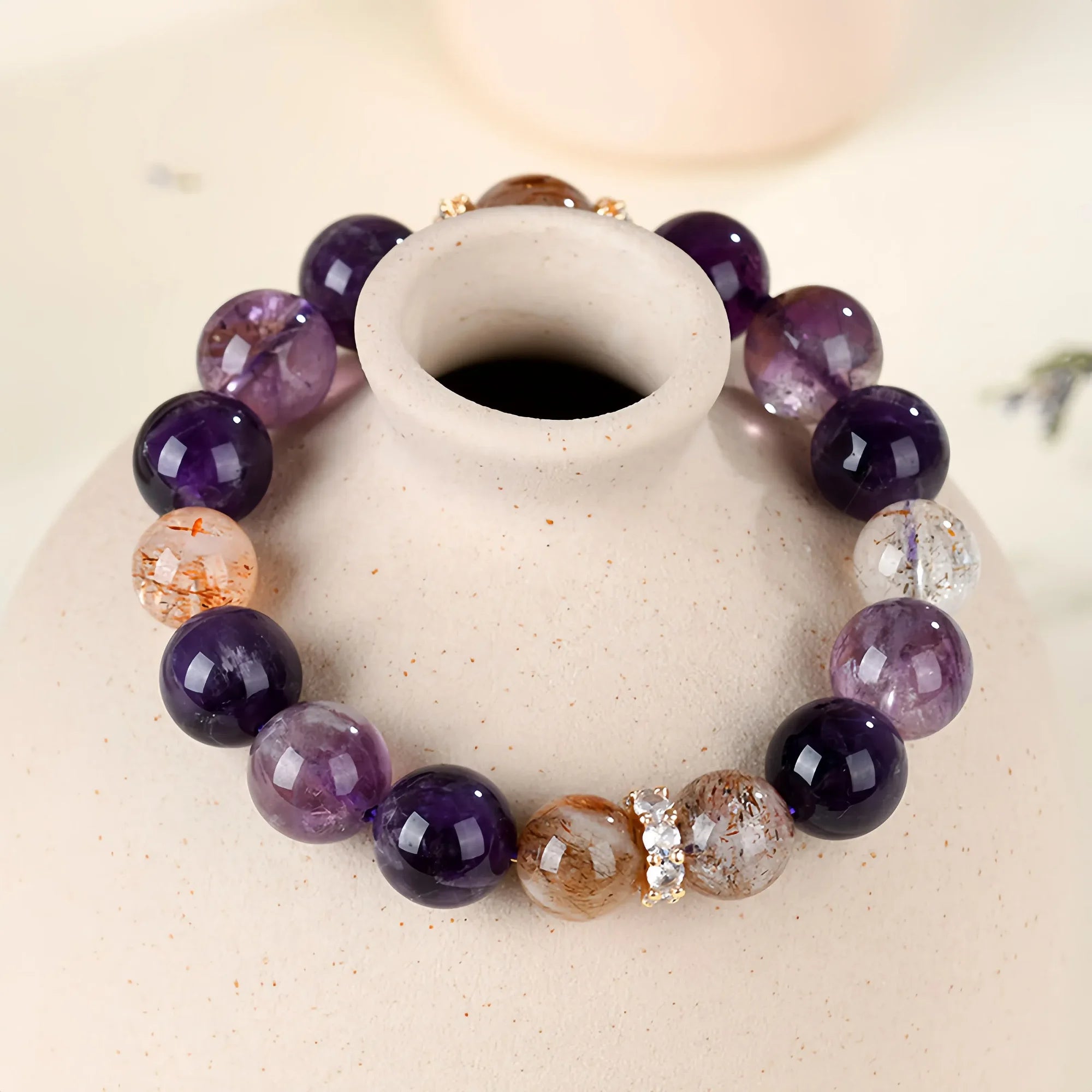 Astral Amethyst and Black Super Seven Bracelet