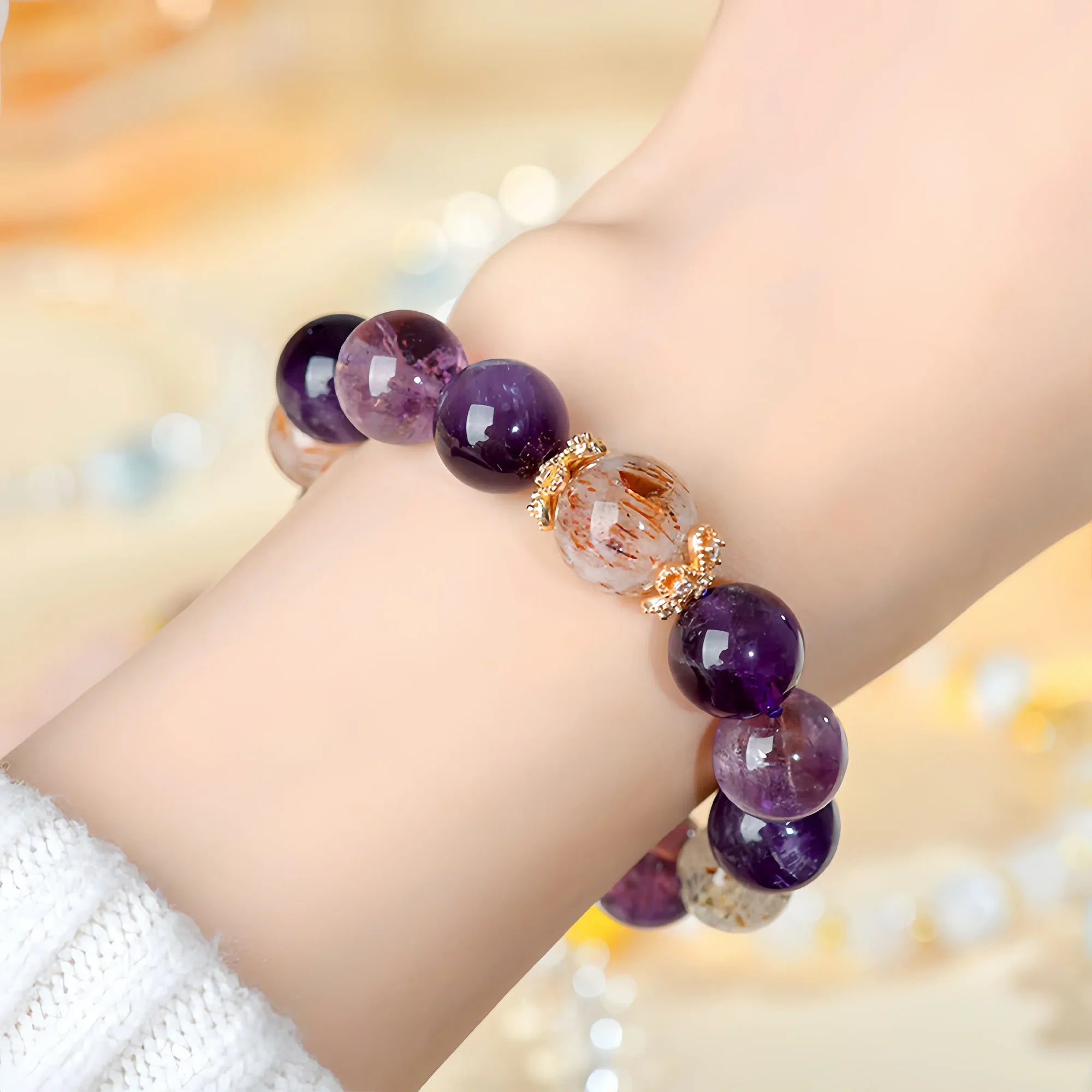 Astral Amethyst and Black Super Seven Bracelet