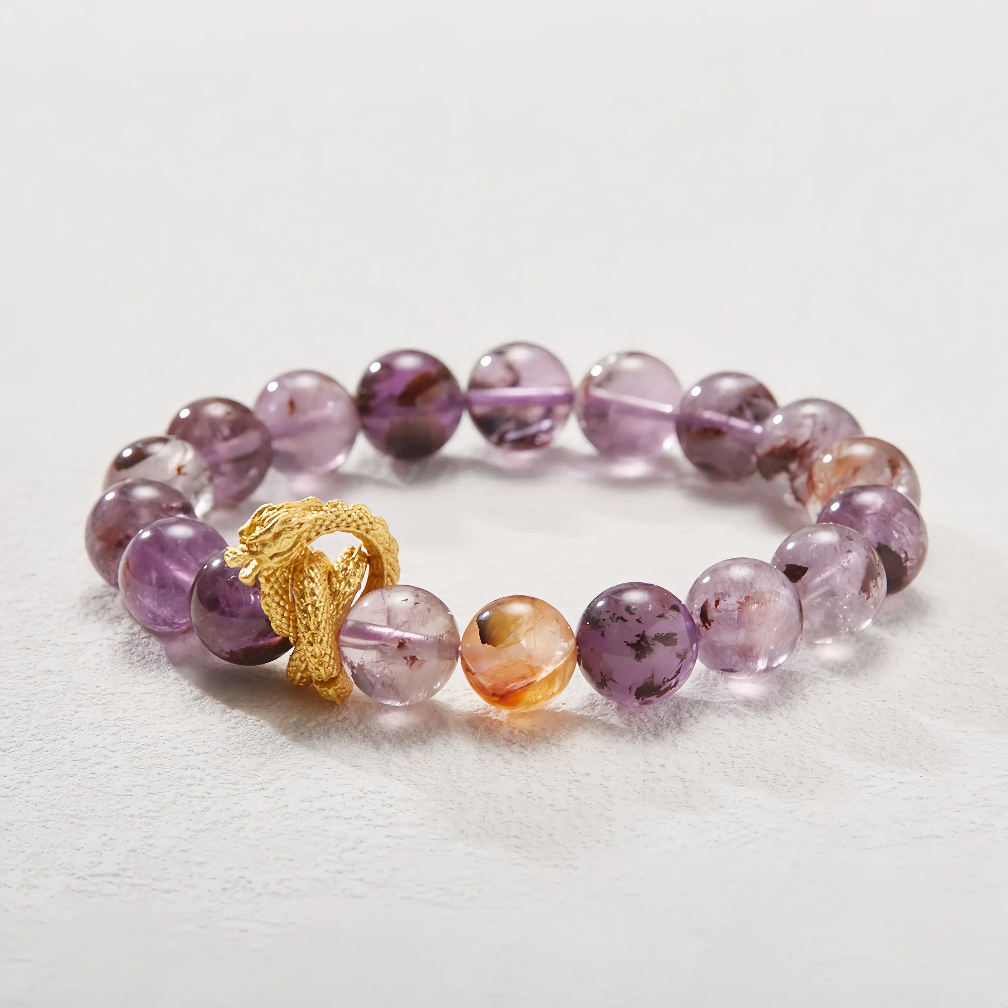 Celestial Dragon Nine Purples Fire Luck Quartz Bracelet