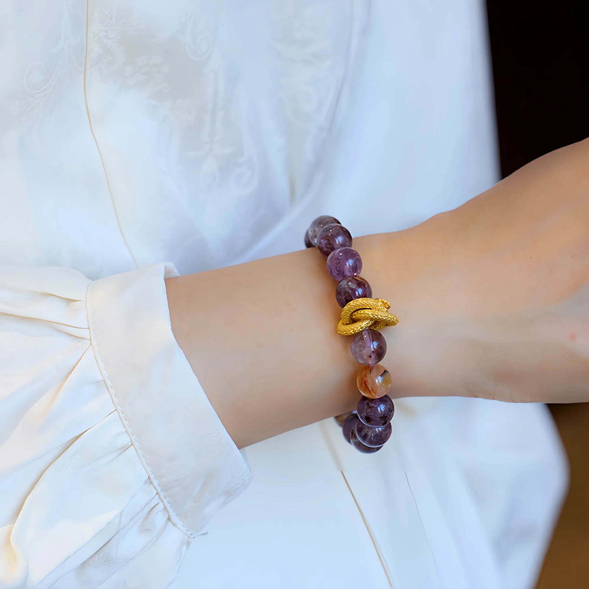 Celestial Dragon Nine Purples Fire Luck Quartz Bracelet