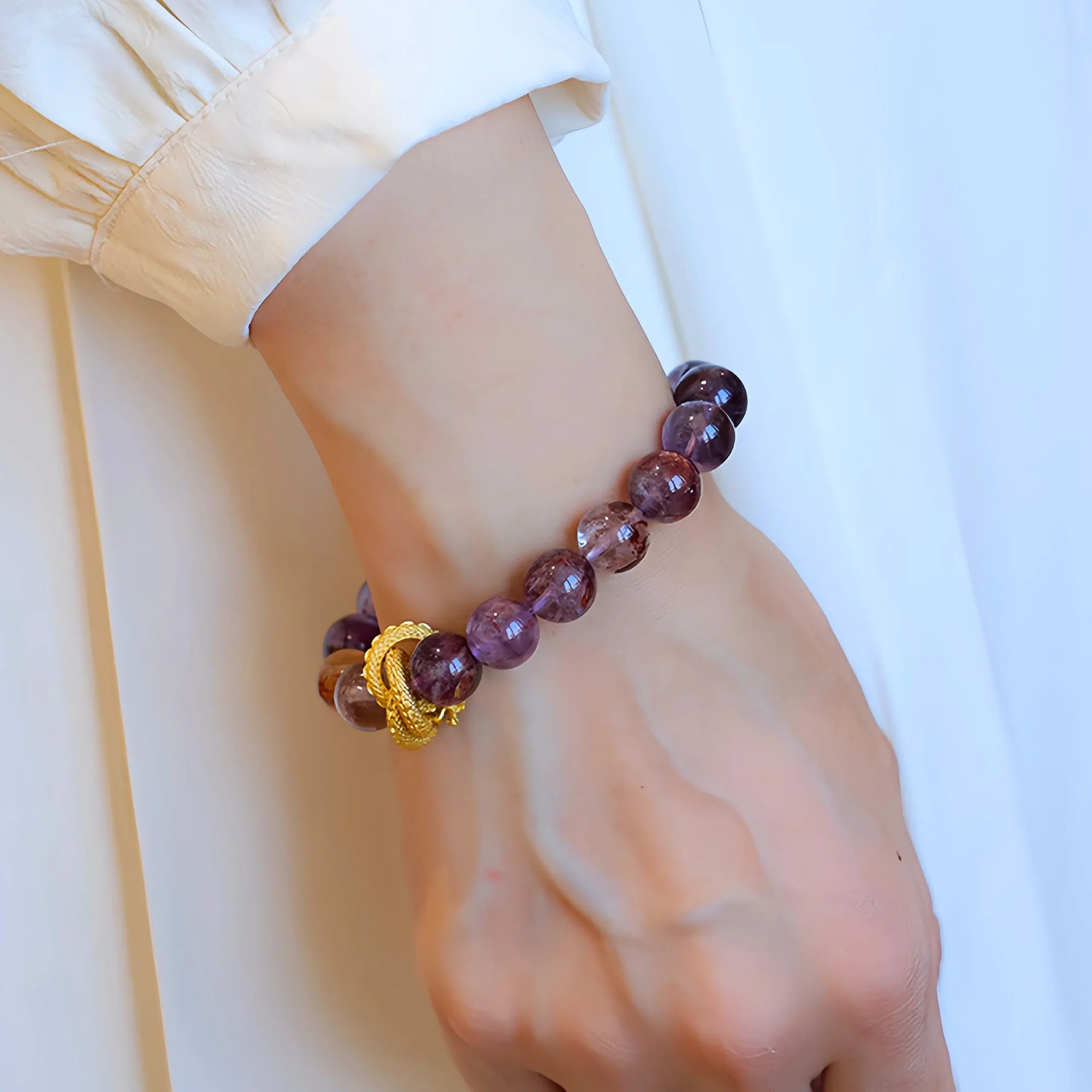 Celestial Dragon Nine Purples Fire Luck Quartz Bracelet