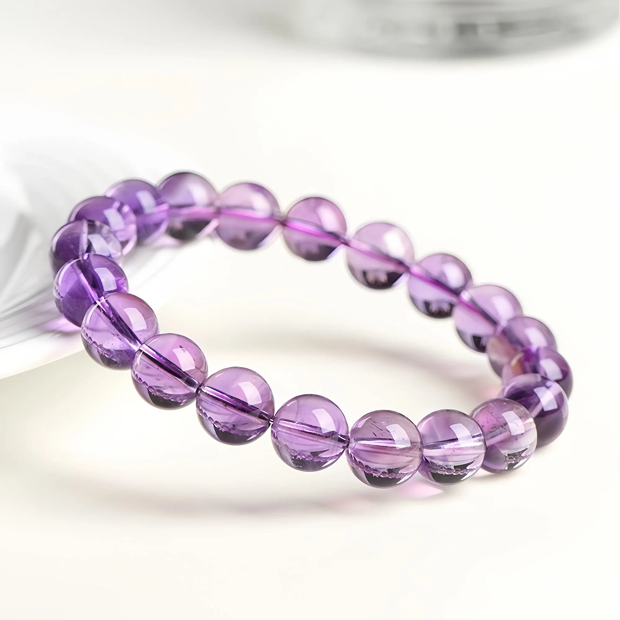 Classic Natural Amethyst Bead Bracelet