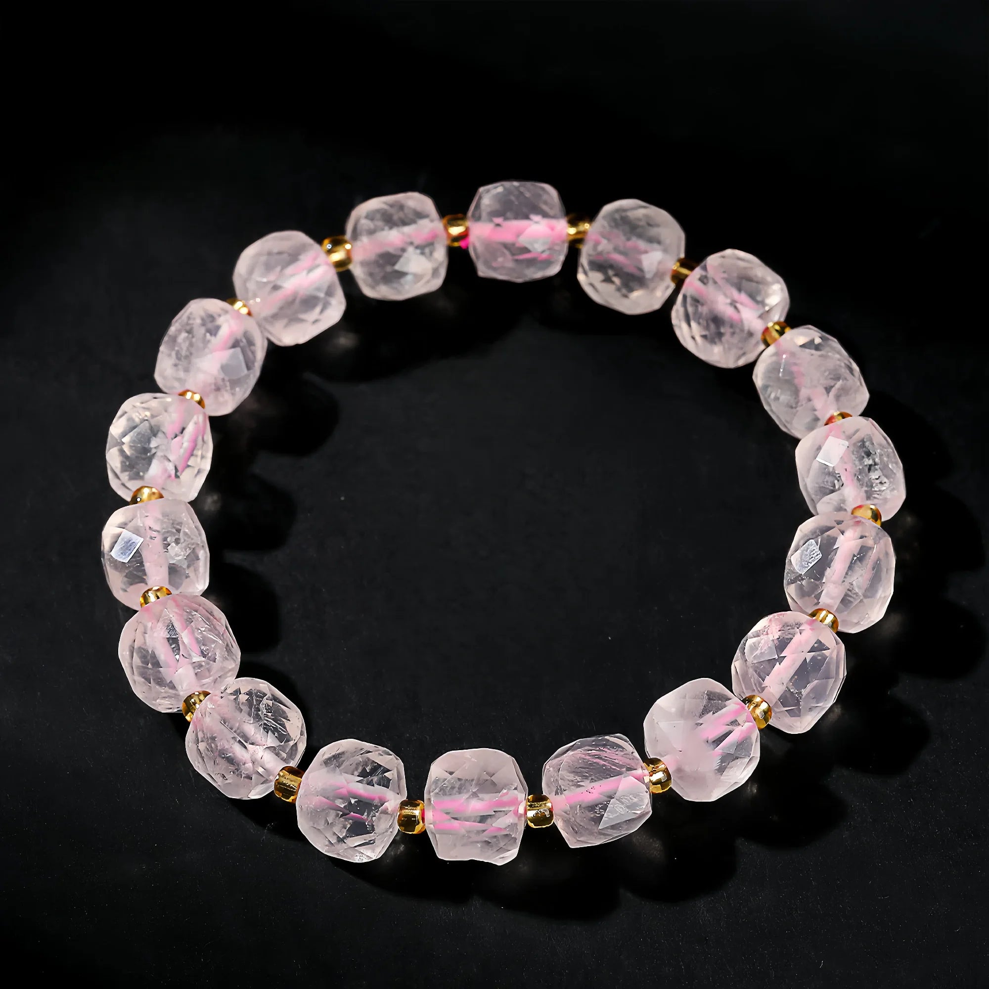 Cubic Rose Quartz Crystal Bracelet