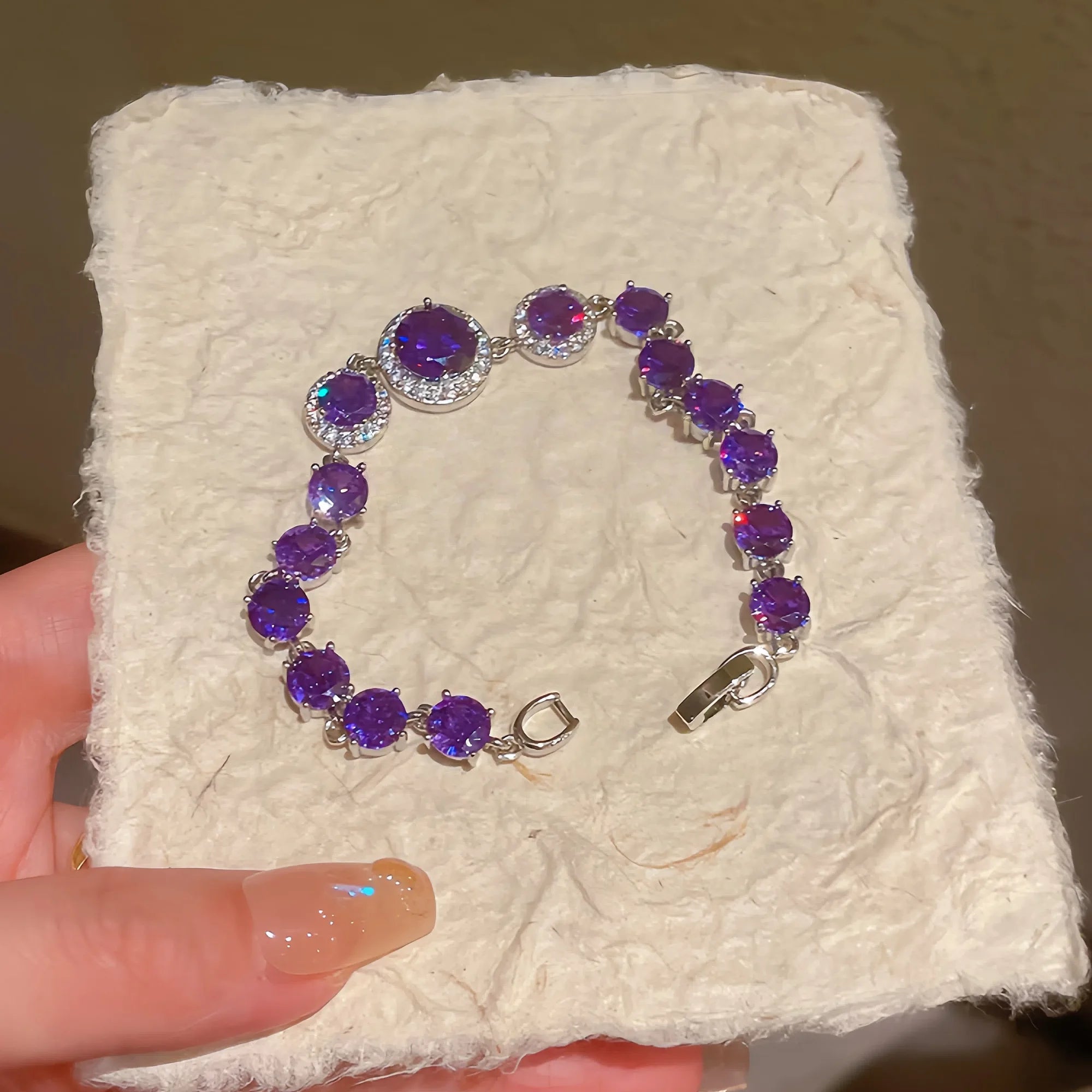 Empath's Amethyst Halo Bracelet in Sterling Silver