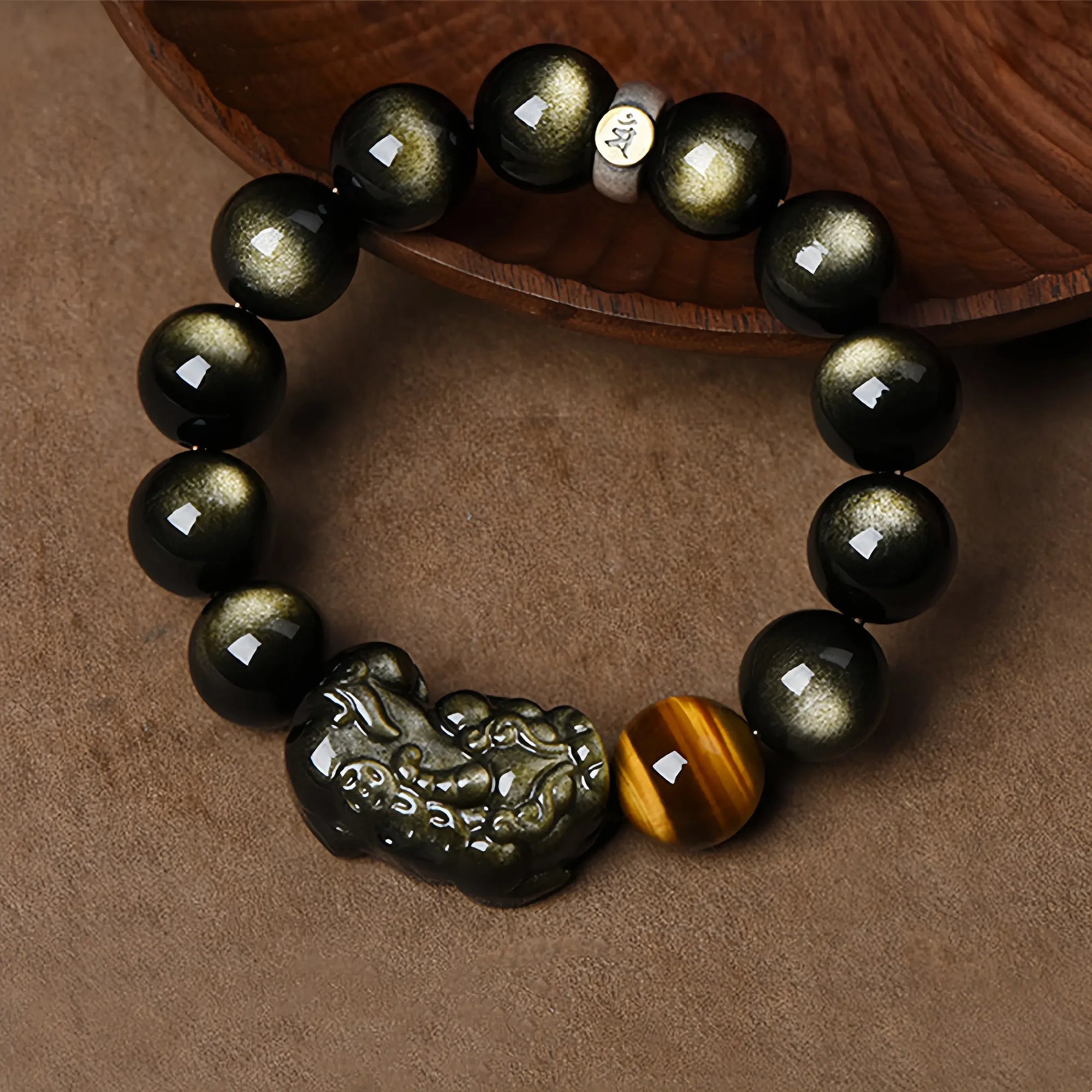 Golden Sheen Obsidian Pixiu Bracelet