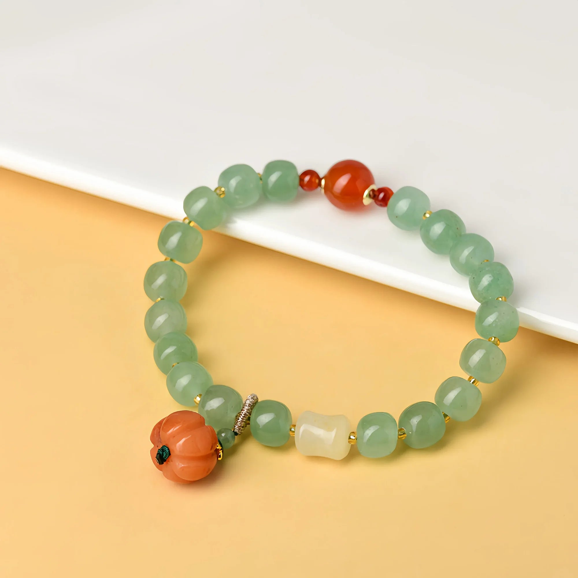 Green Aventurine Pumpkin Bracelet