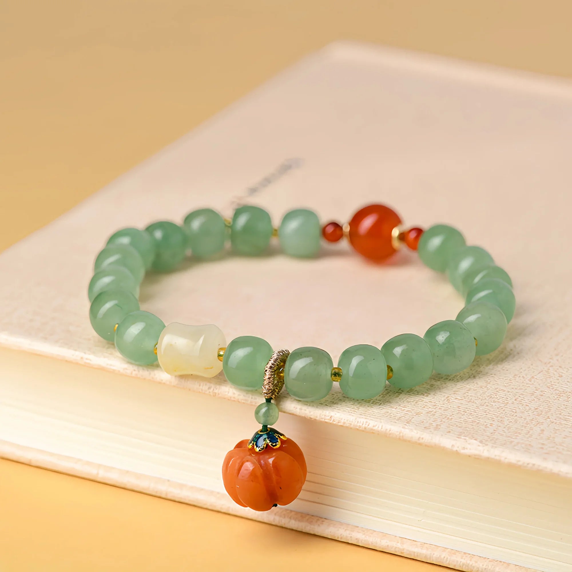 Green Aventurine Pumpkin Bracelet
