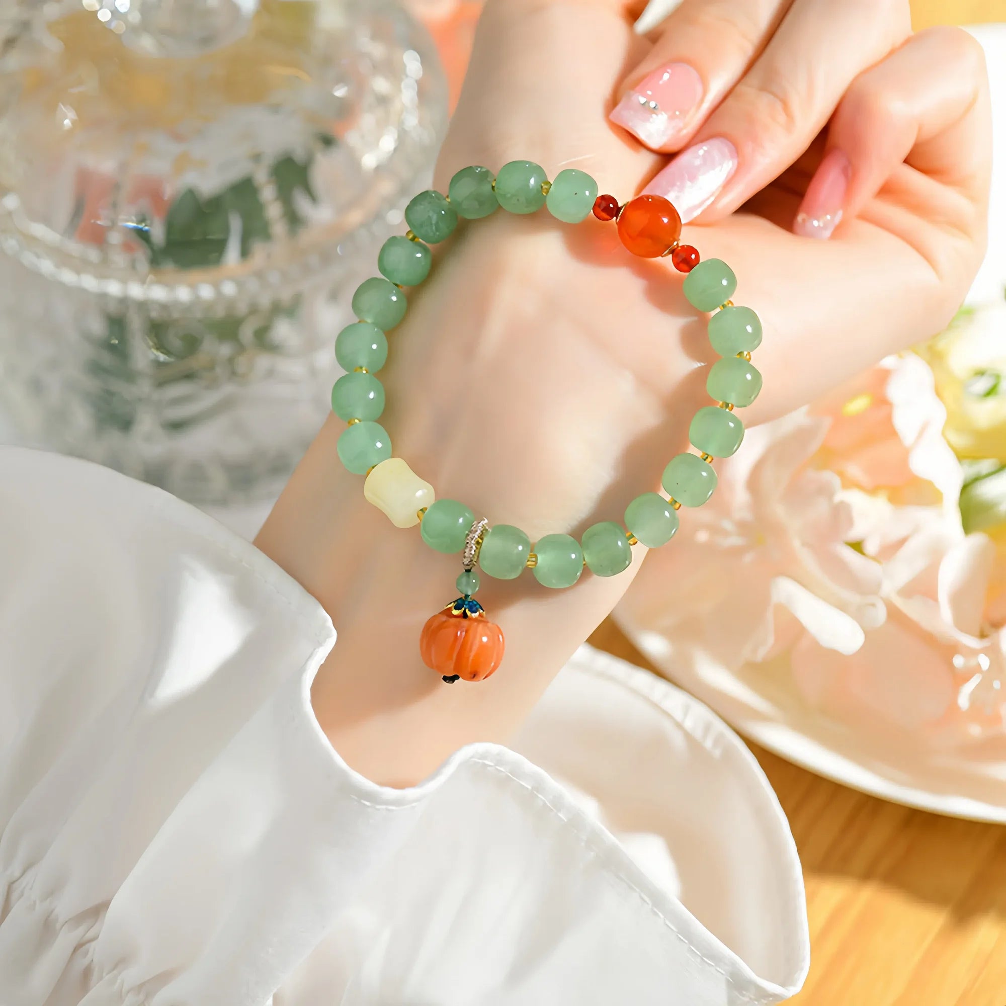 Green Aventurine Pumpkin Bracelet