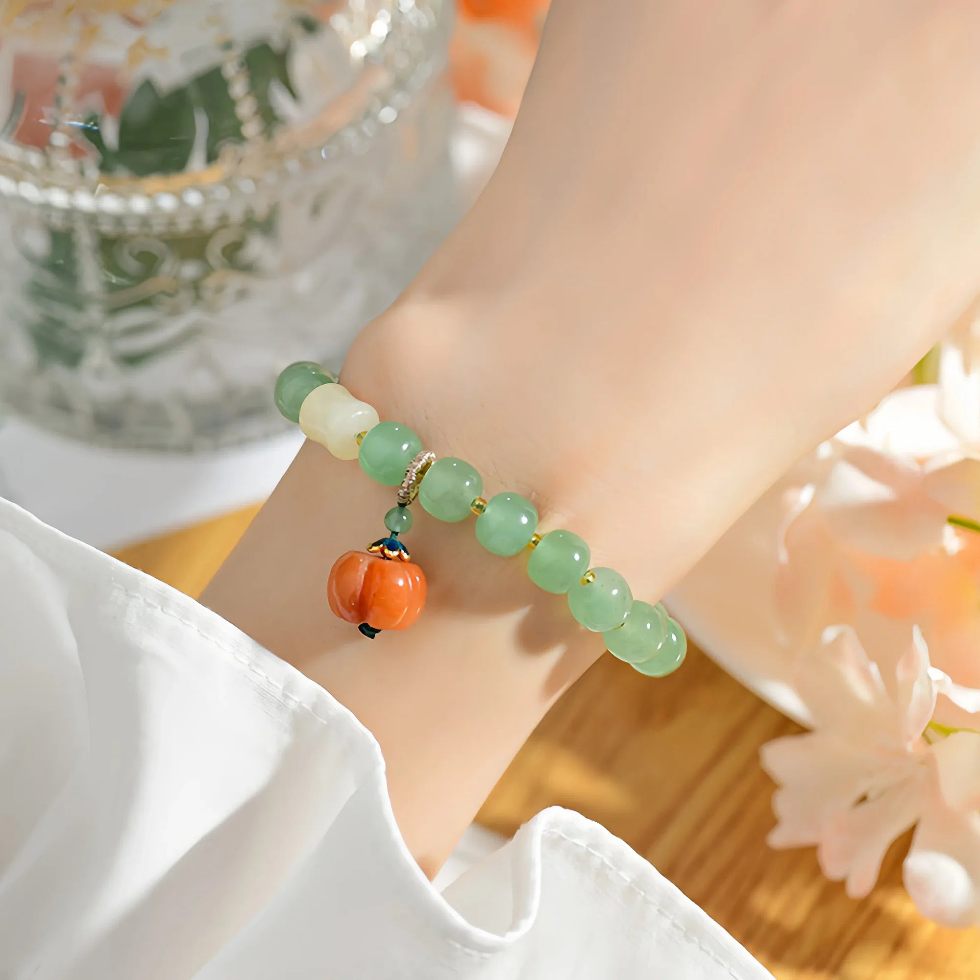 Green Aventurine Pumpkin Bracelet