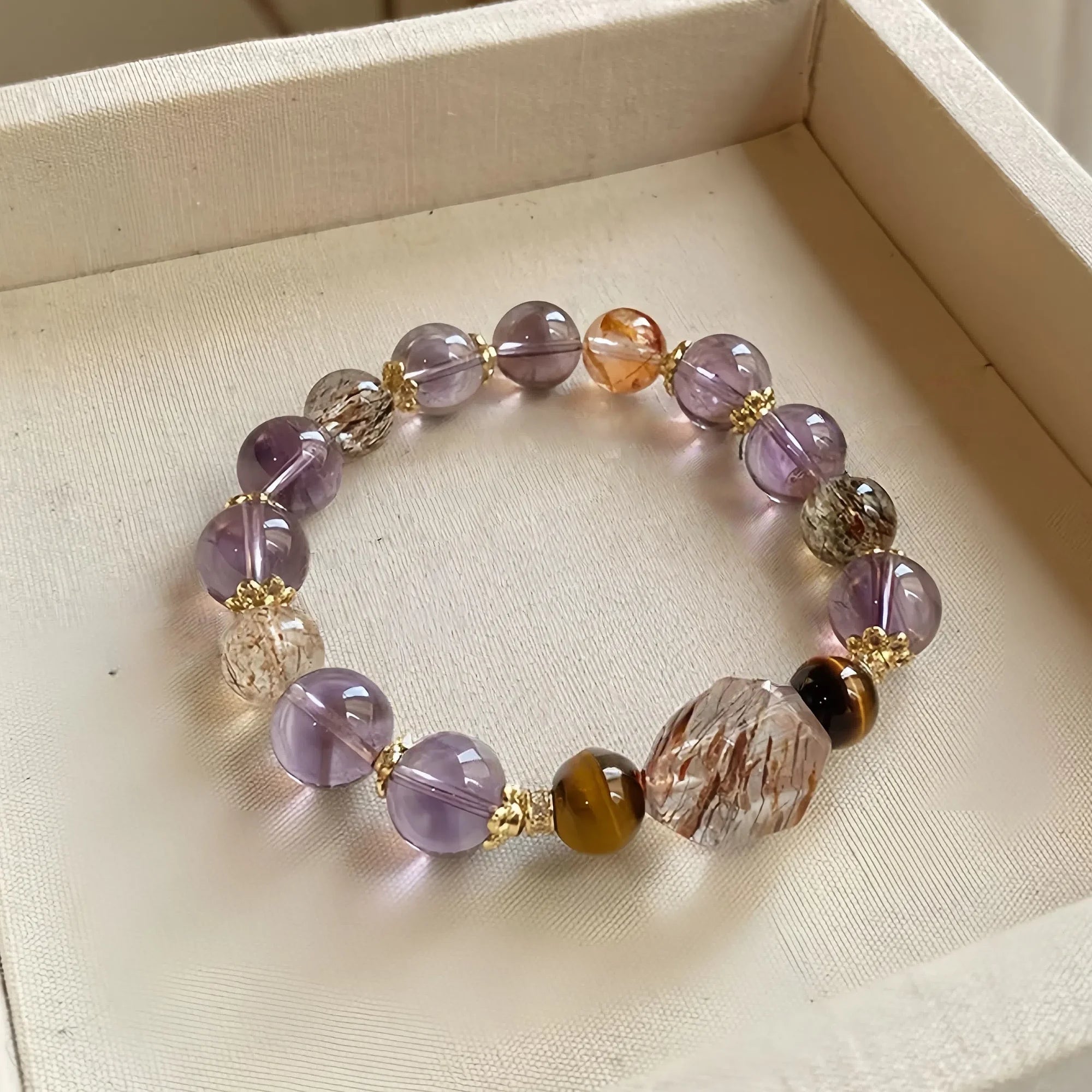 Grounding Triad Obsidian Super Seven Tiger's Eye Crystal Bracelet