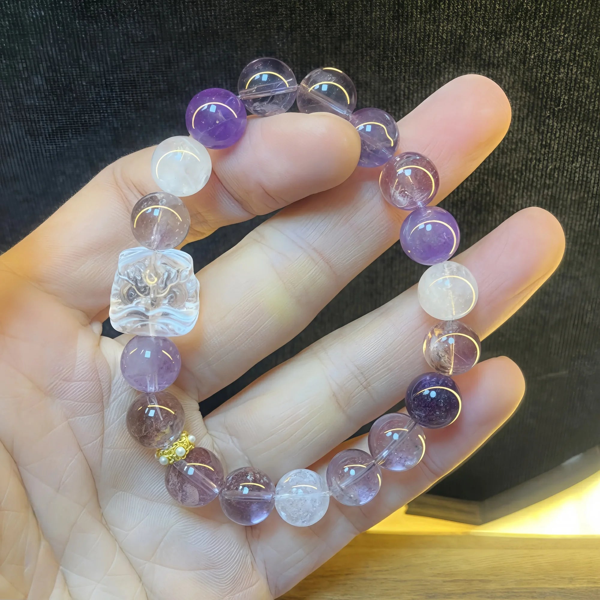 Harmonic Fortune Amethyst & Rose Quartz Bracelet with Pixiu