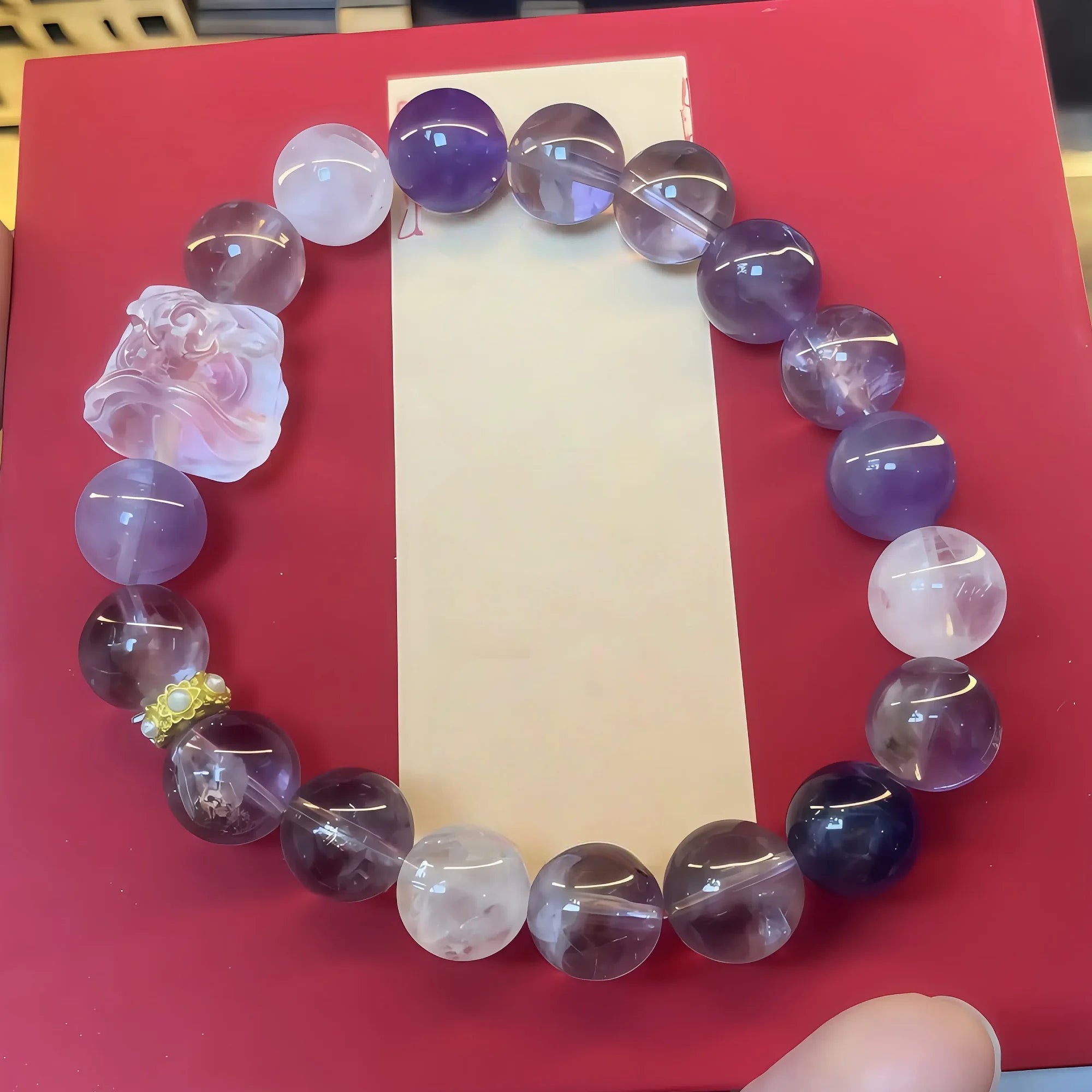 Harmonic Fortune Amethyst & Rose Quartz Bracelet with Pixiu