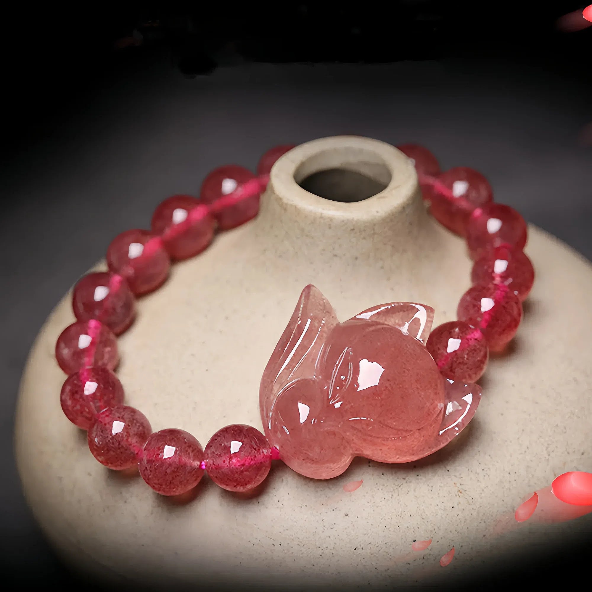 Heart Harmony Strawberry Quartz Fox Bracelet