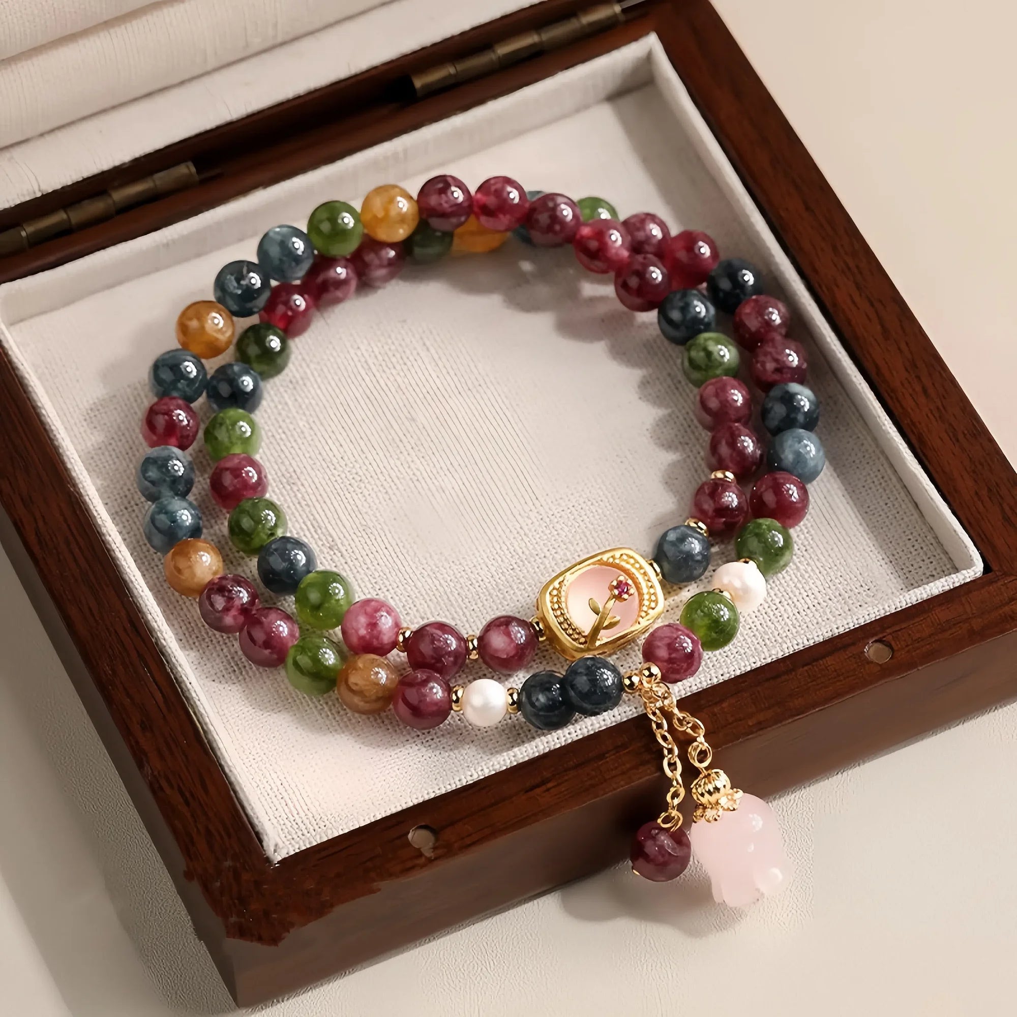 Lily of the Valley Double Strand Tourmaline Energy Bracelet