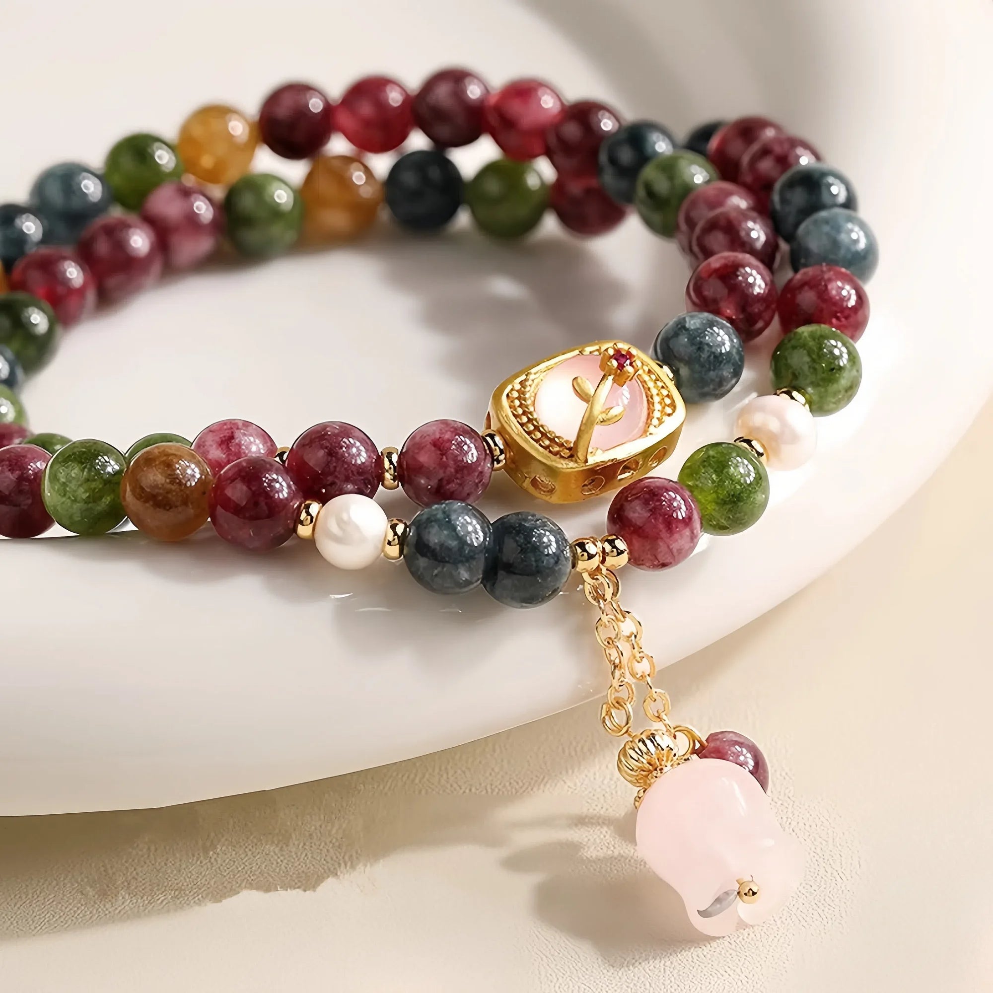 Lily of the Valley Double Strand Tourmaline Energy Bracelet