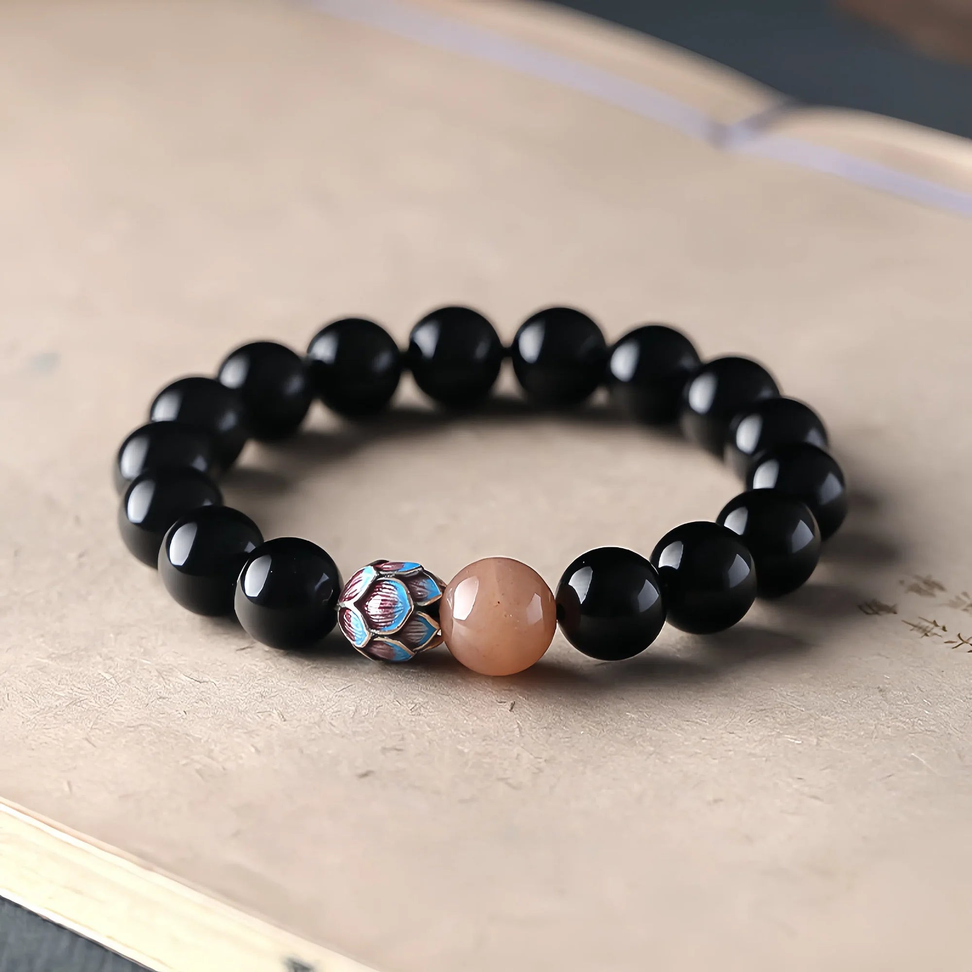 Lotus Enlightenment Obsidian Bracelet
