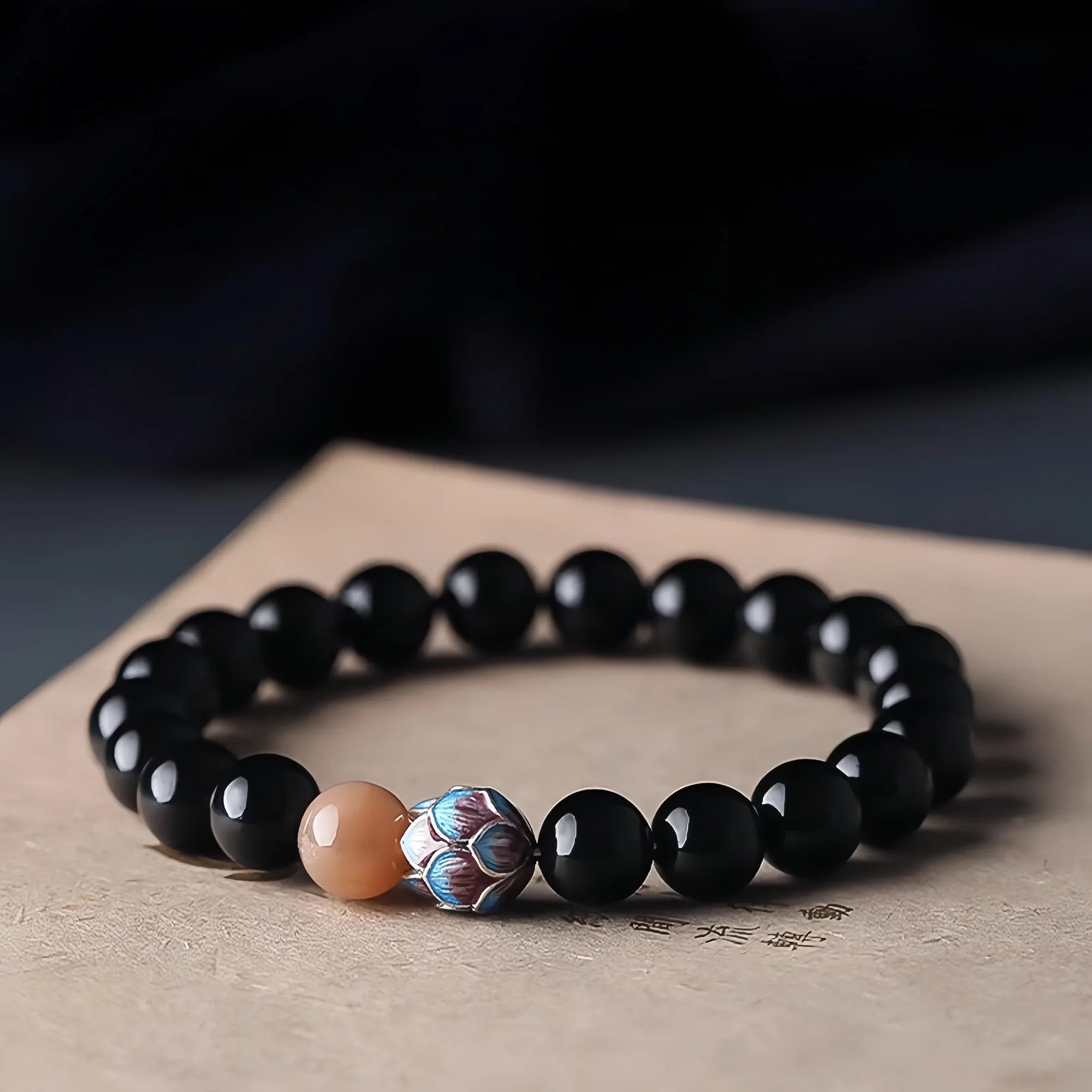 Lotus Enlightenment Obsidian Bracelet