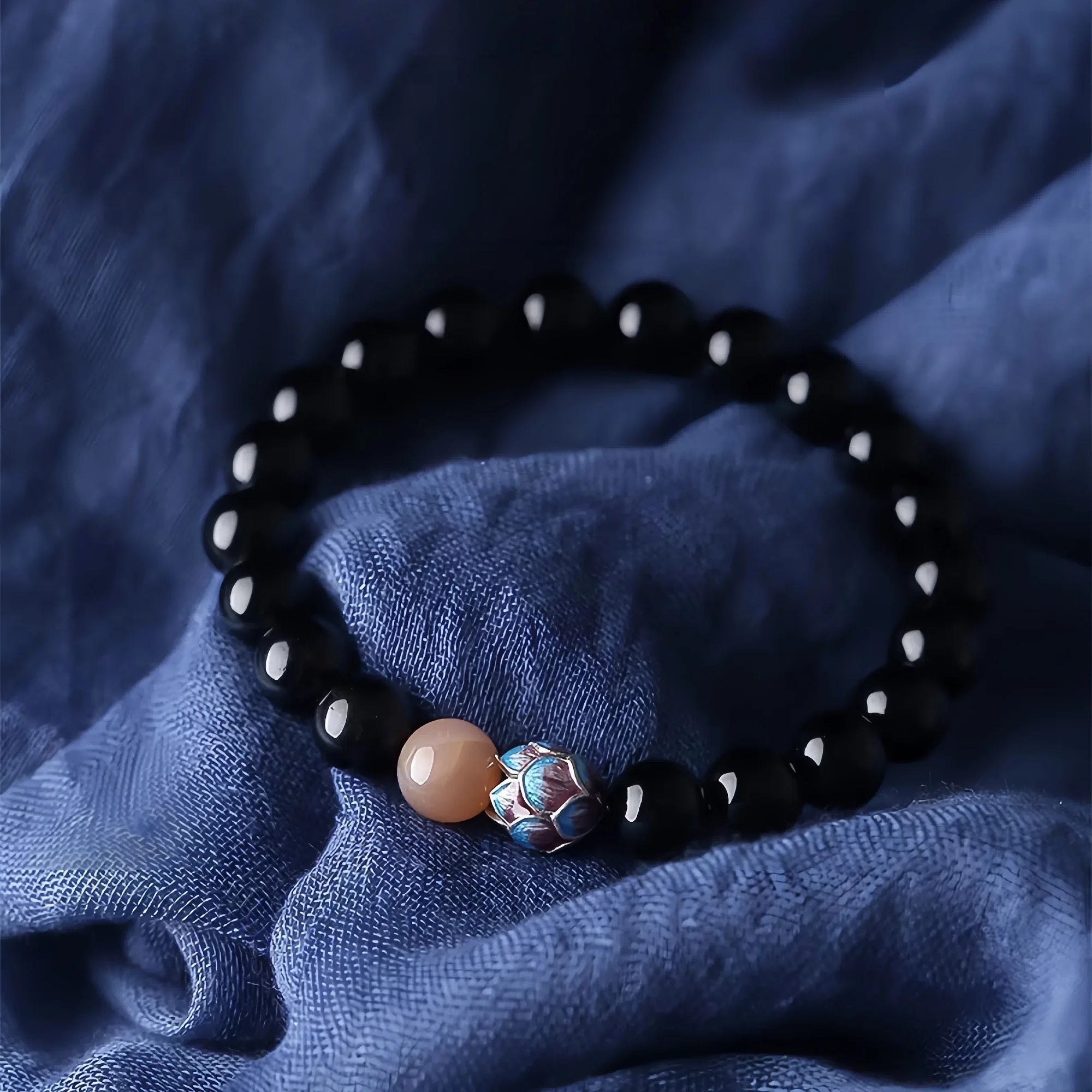 Lotus Enlightenment Obsidian Bracelet