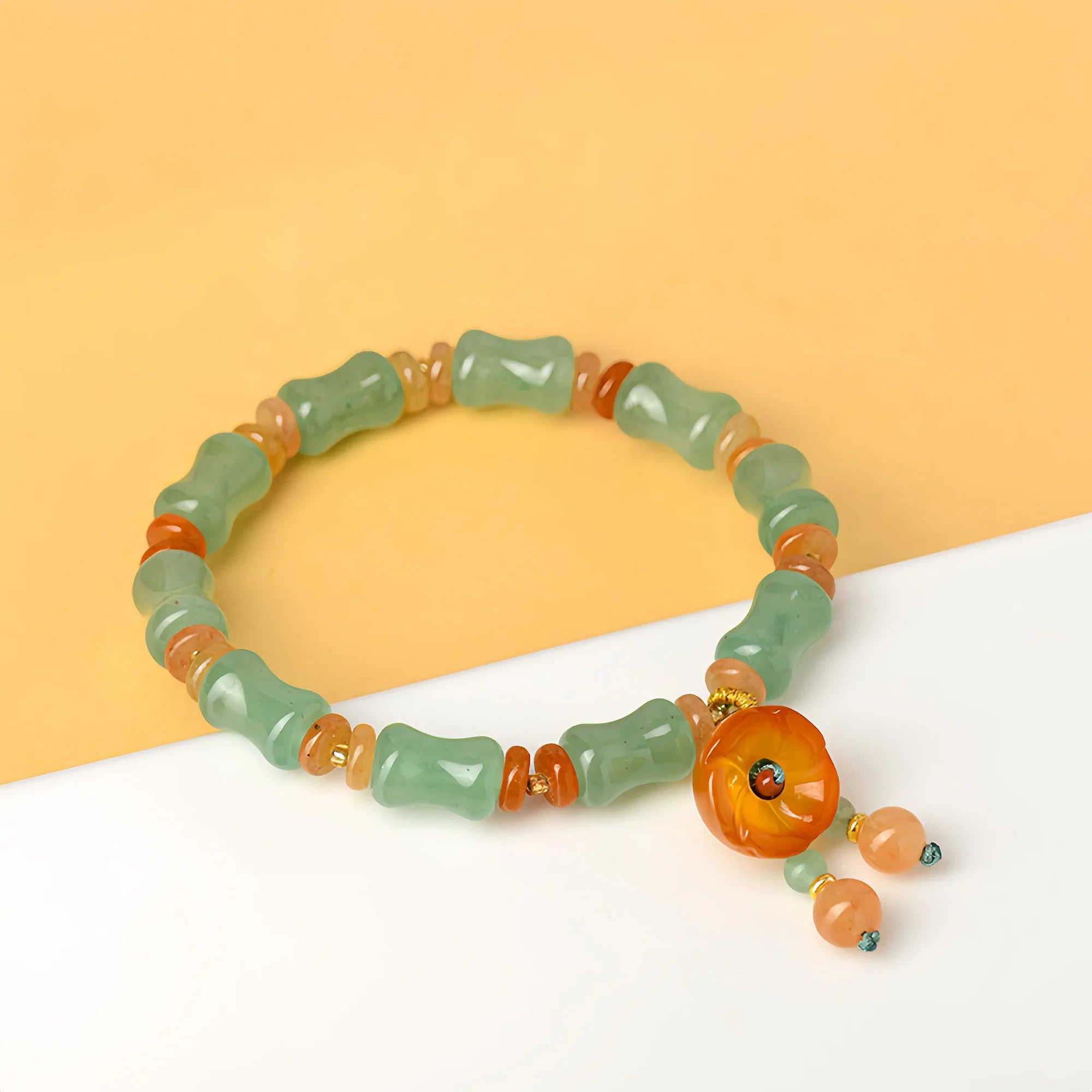 Green Aventurine Lotus Pond Bamboo Bracelet
