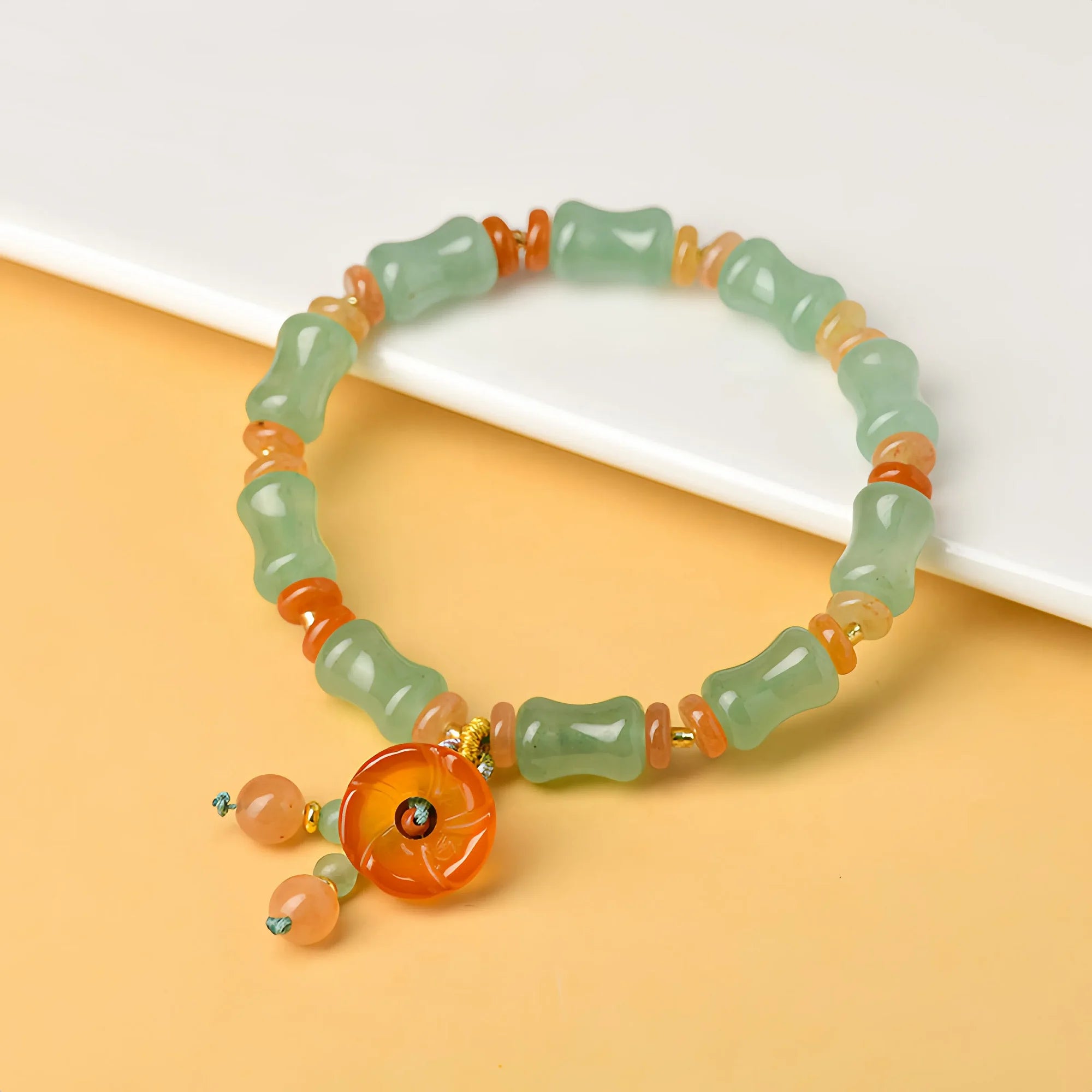 Green Aventurine Lotus Pond Bamboo Bracelet