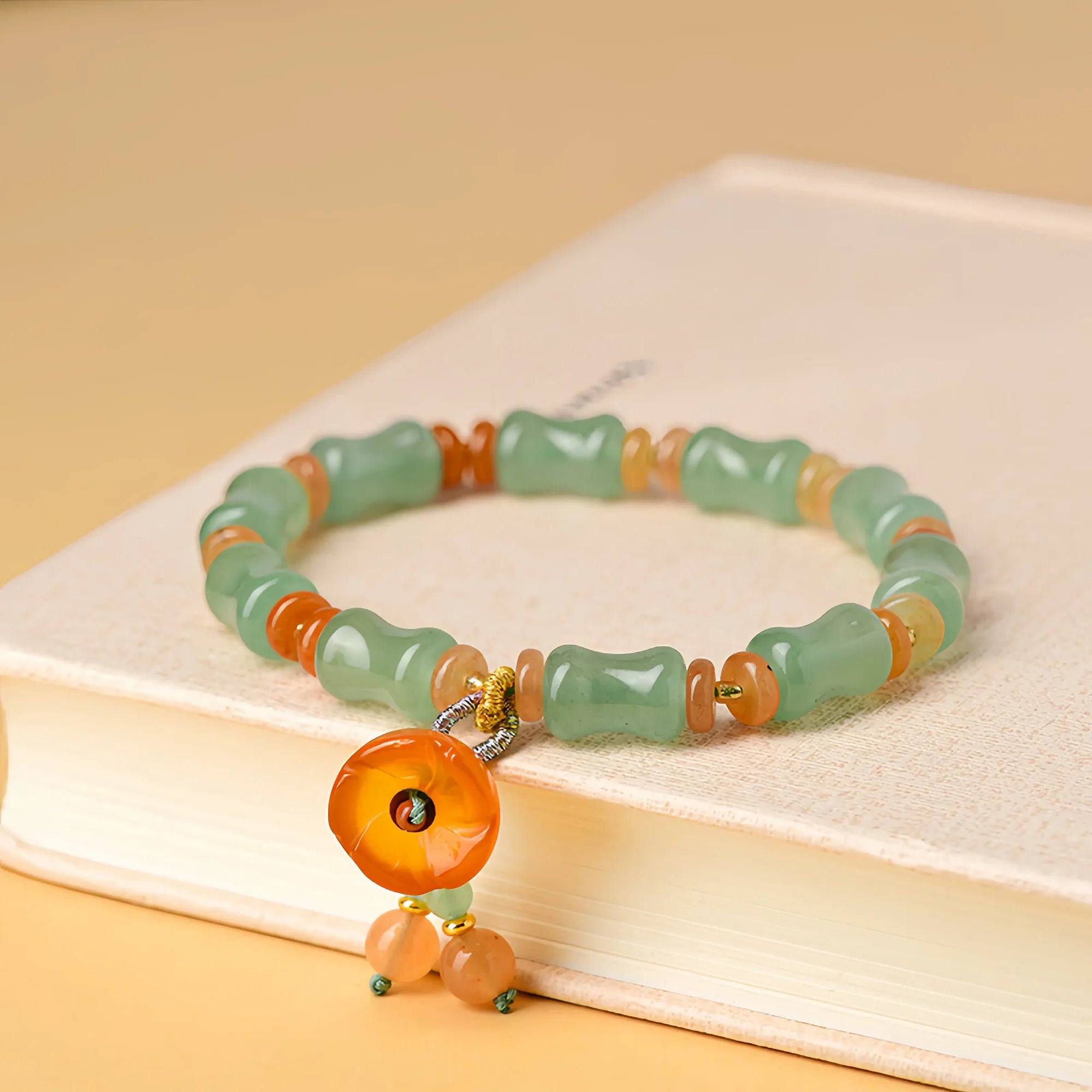 Green Aventurine Lotus Pond Bamboo Bracelet