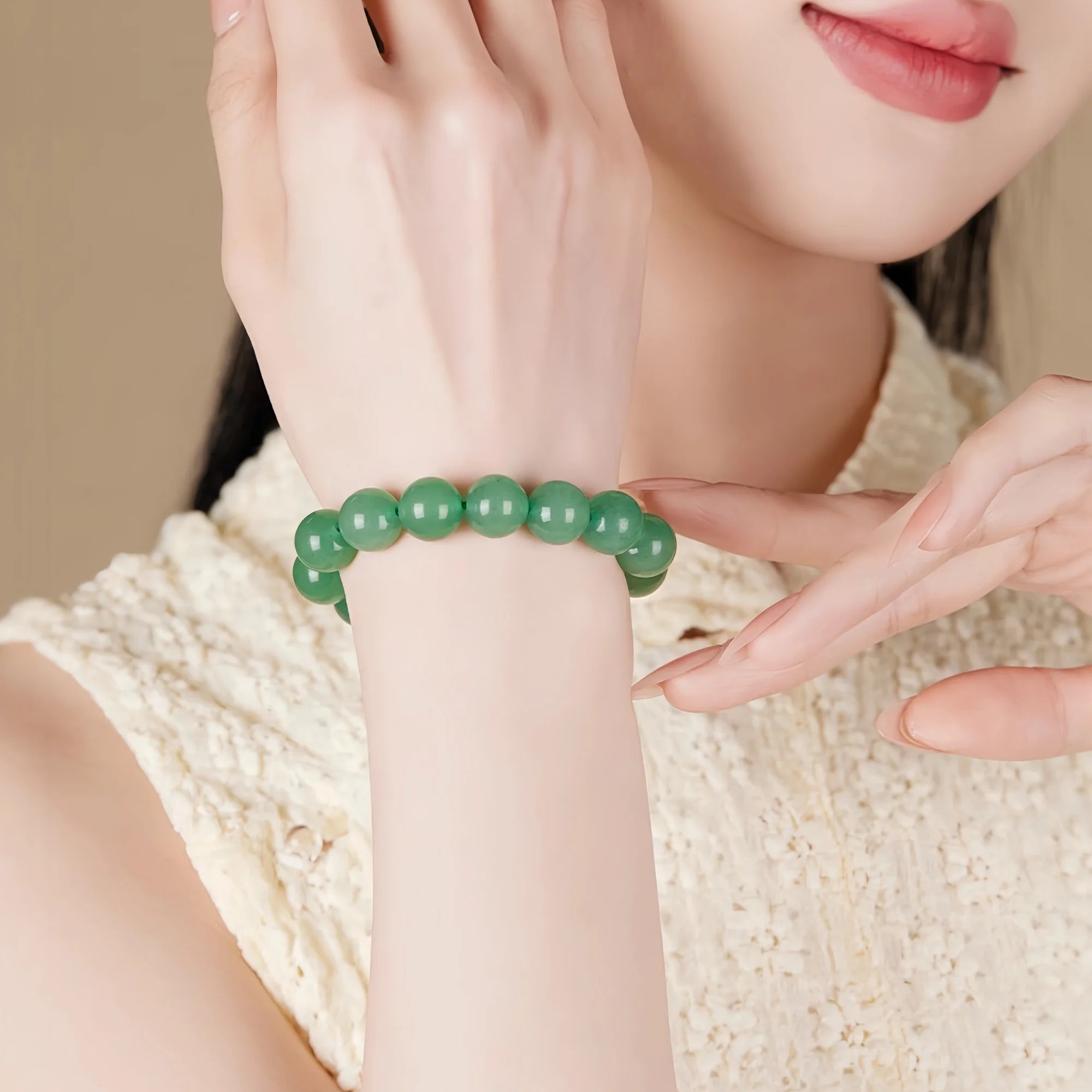 Natural 12mm Green Aventurine Love Bracelet