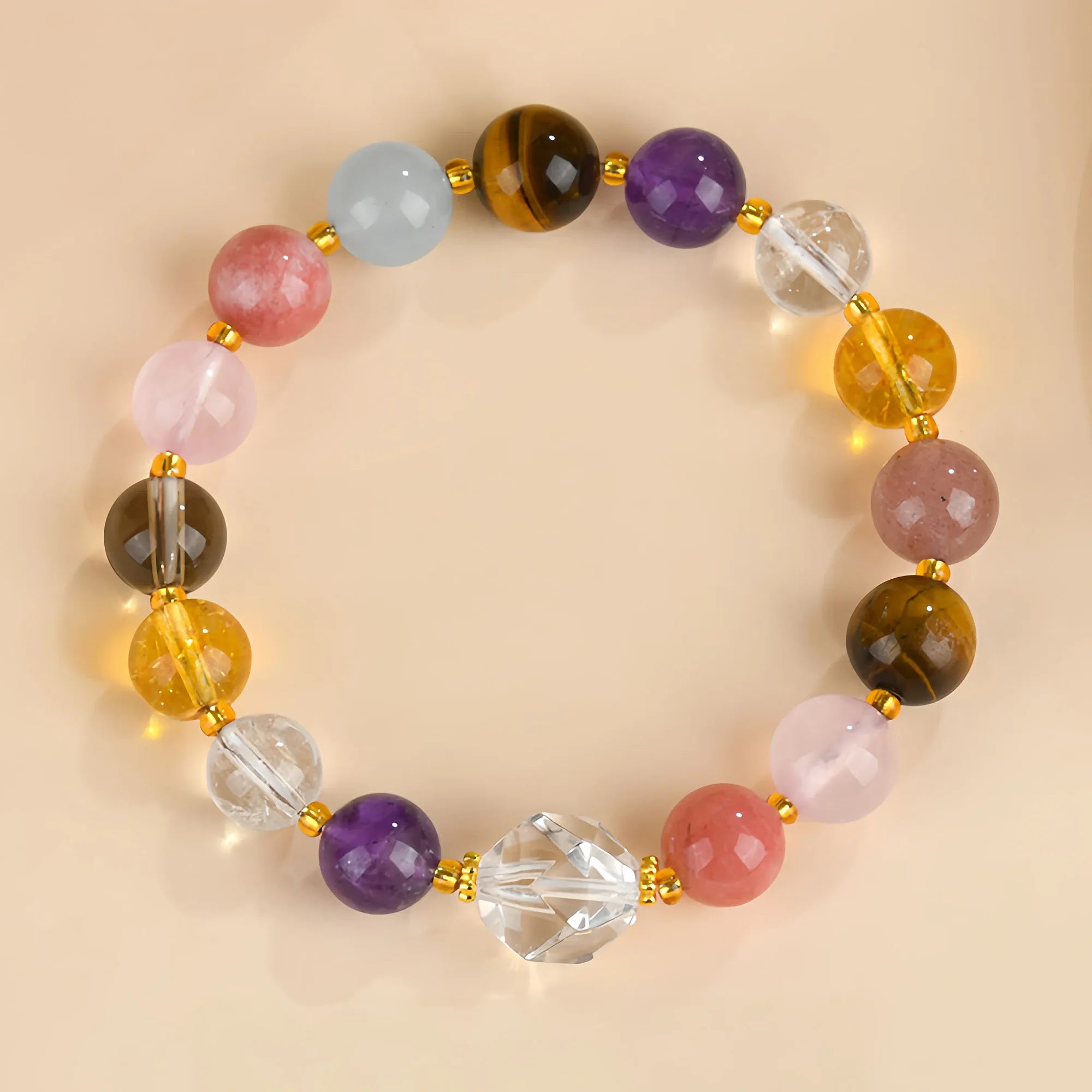 Natural Crystal Healing Bracelet with Multi-Stone Beads