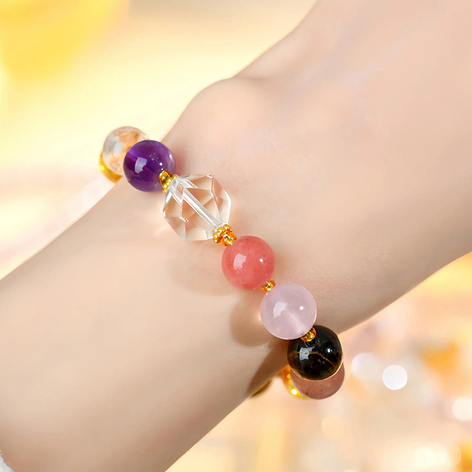 Natural Crystal Healing Bracelet with Multi-Stone Beads