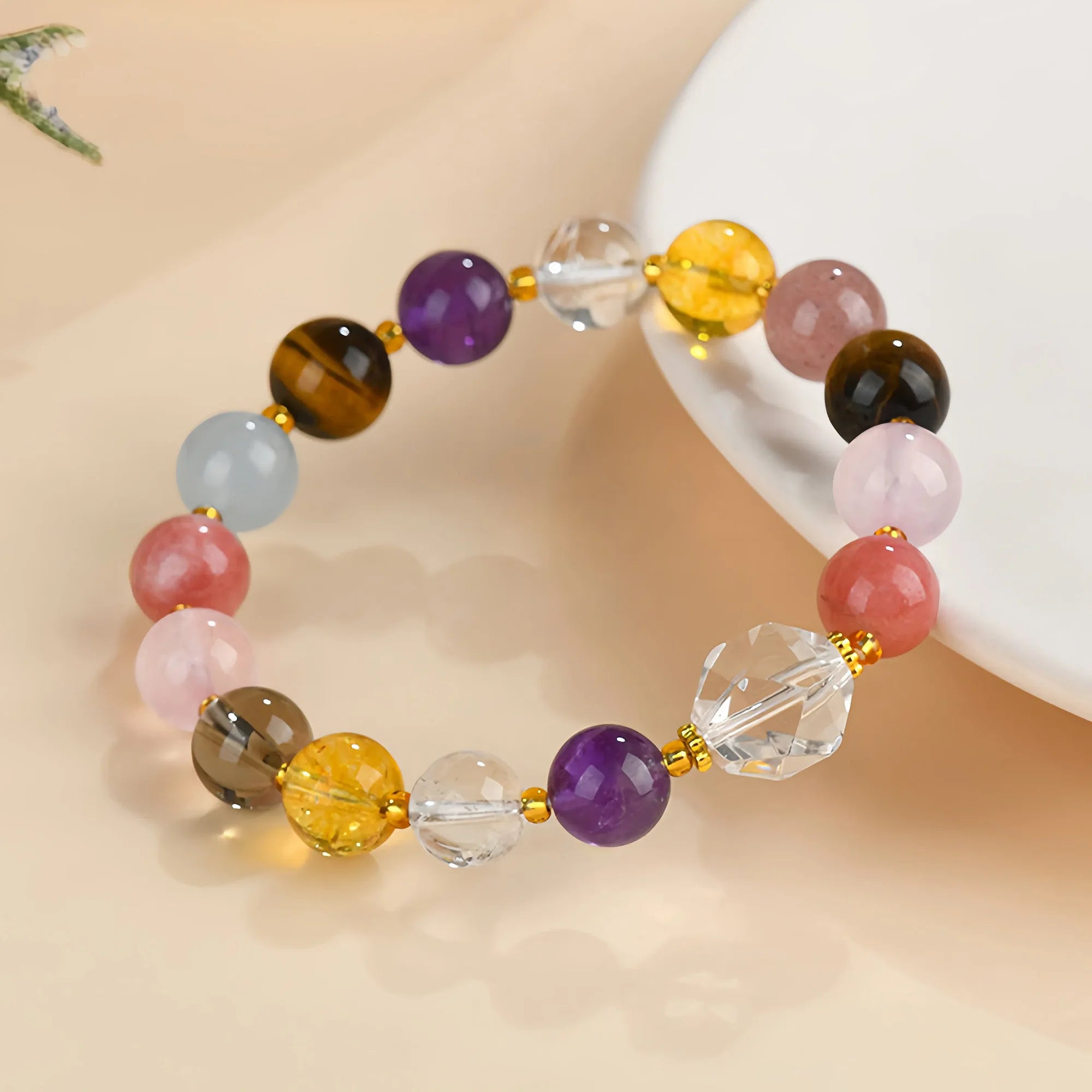Natural Crystal Healing Bracelet with Multi-Stone Beads
