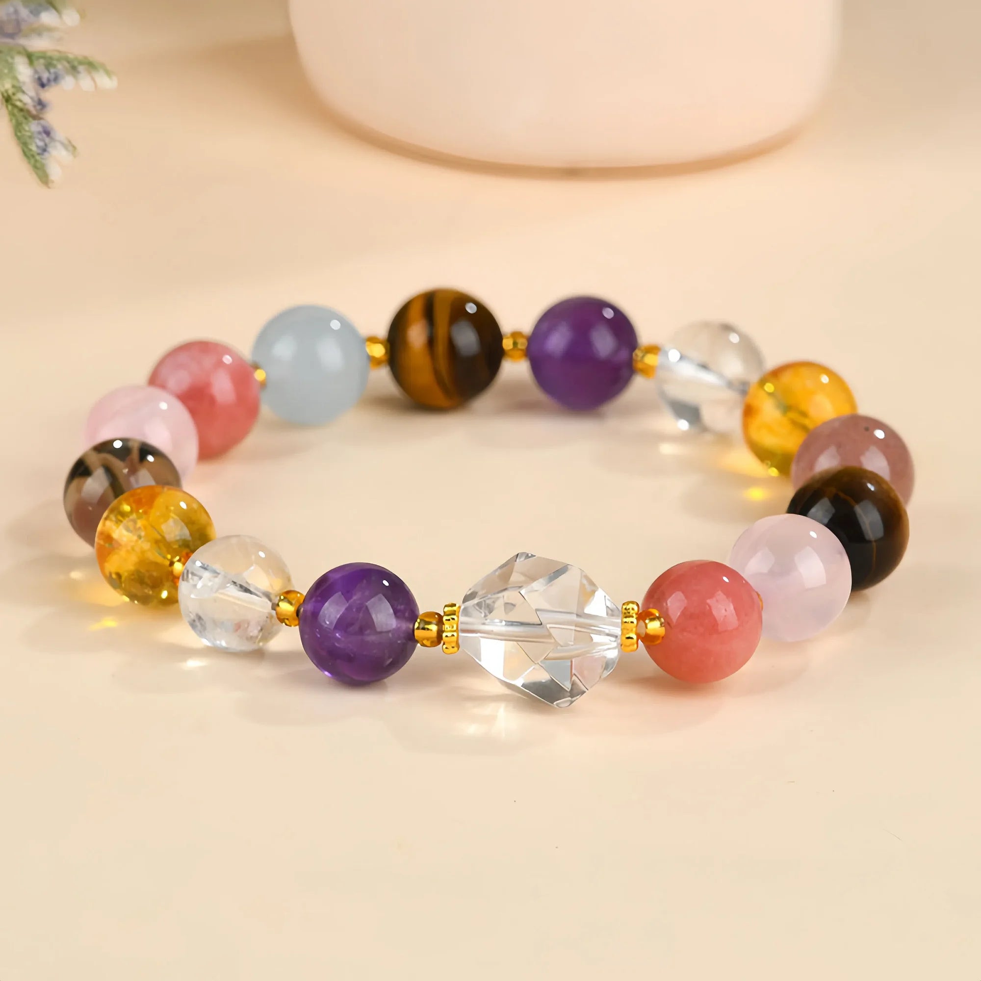 Natural Crystal Healing Bracelet with Multi-Stone Beads