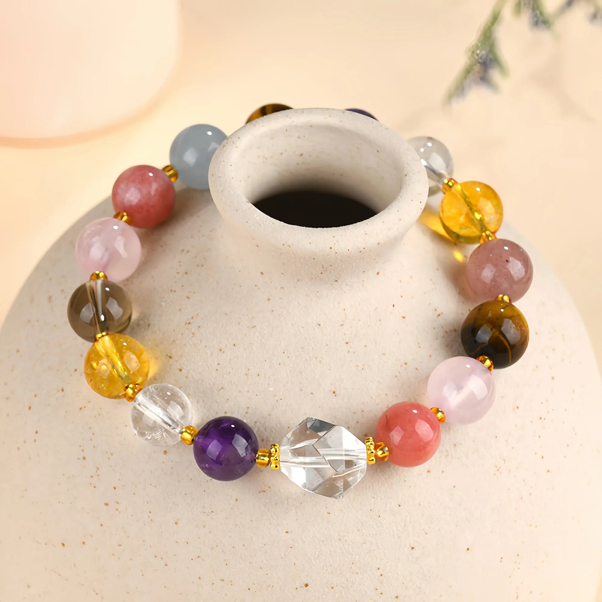 Natural Crystal Healing Bracelet with Multi-Stone Beads