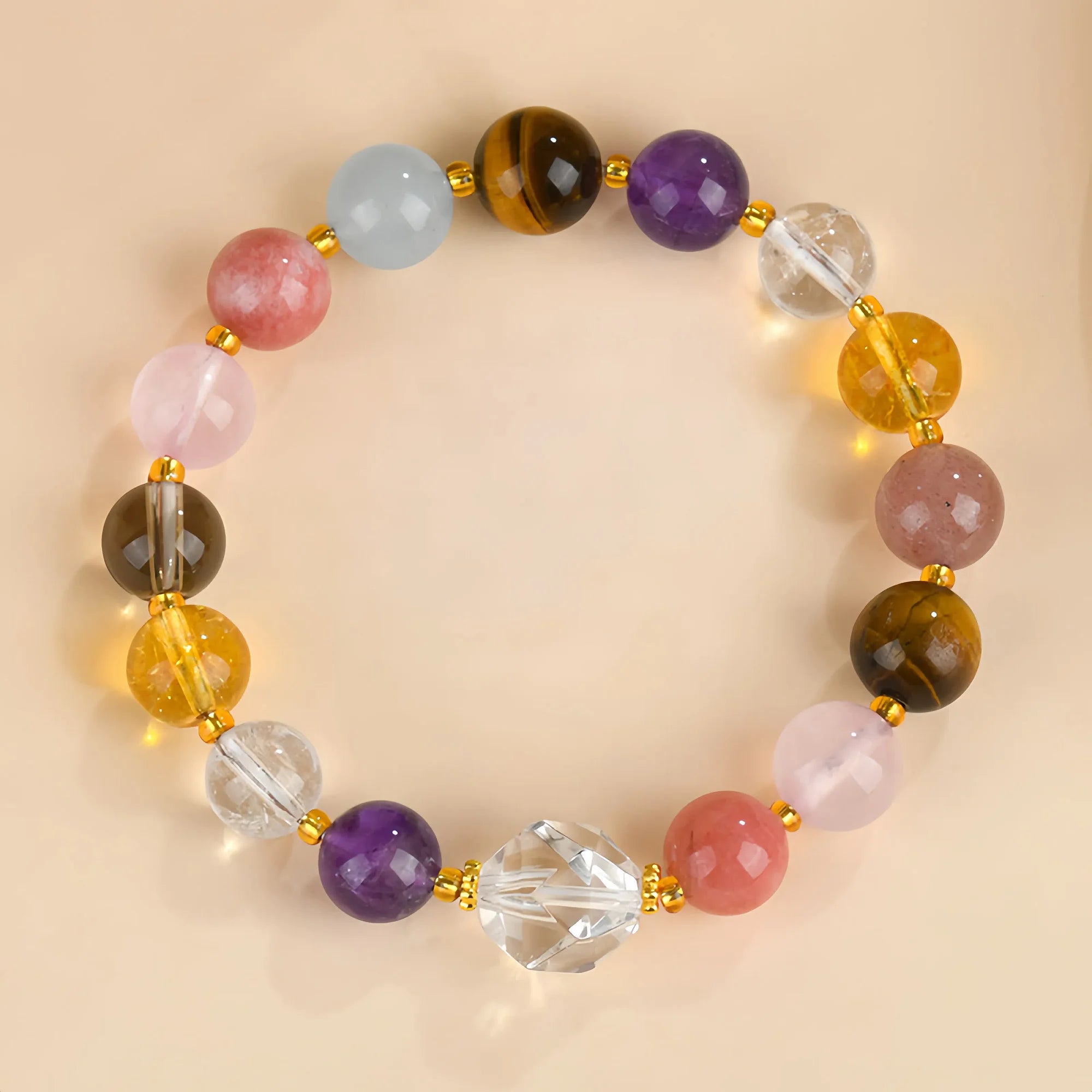Natural Crystal Healing Bracelet with Multi-Stone Beads
