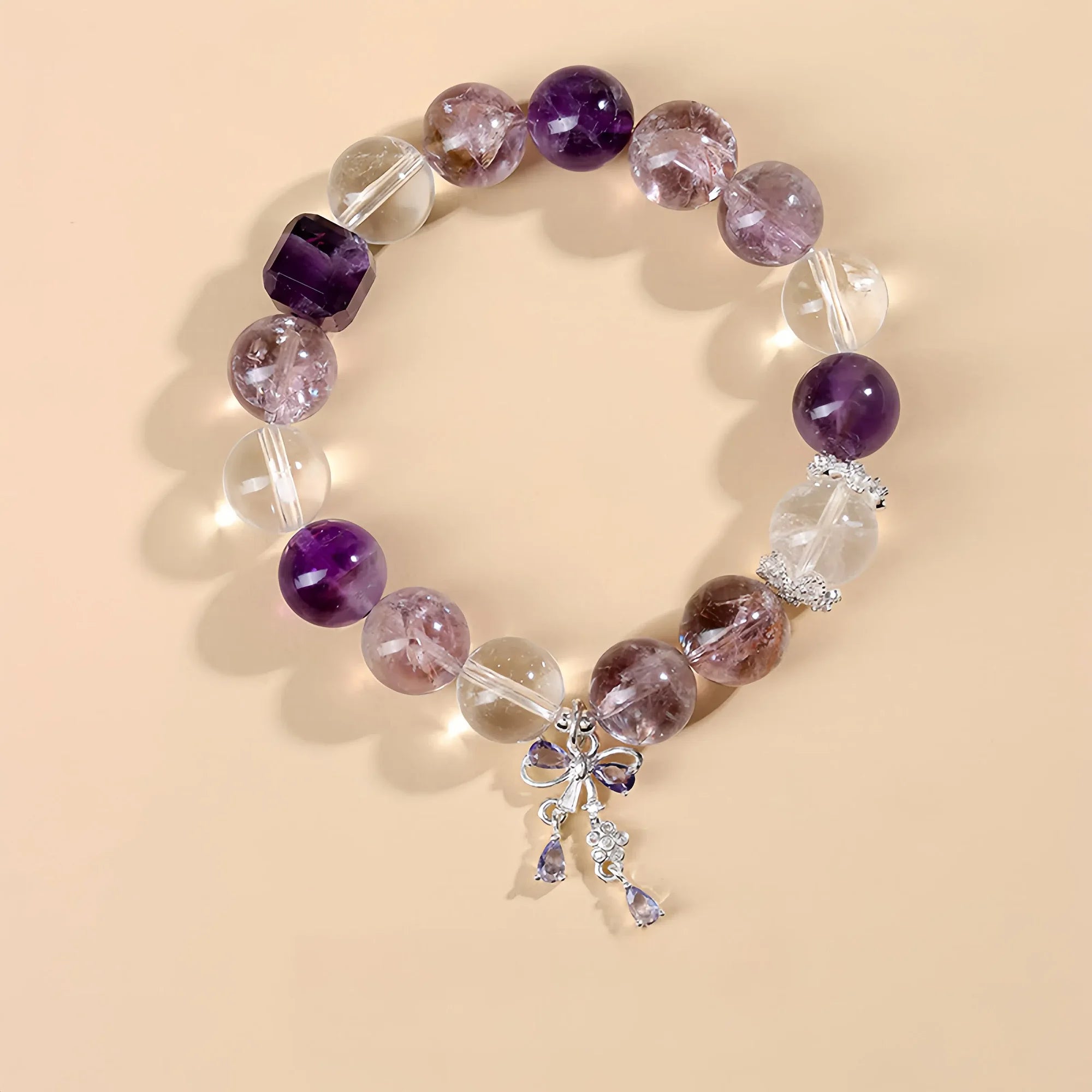 Natural Crystal Stretch Bracelet Amethyst Clear Quartz Citrine