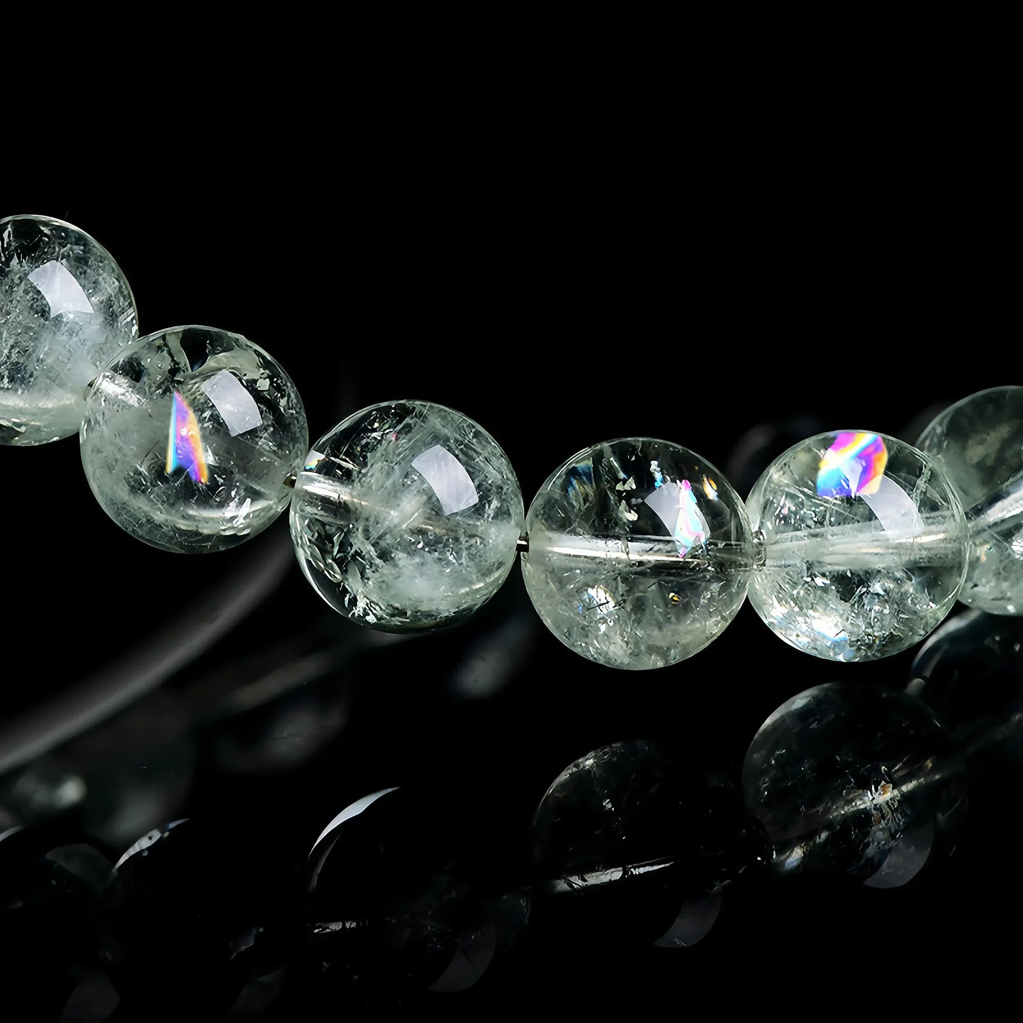 Natural Green Azeztulite Round Bead Bracelet for Spiritual Healing