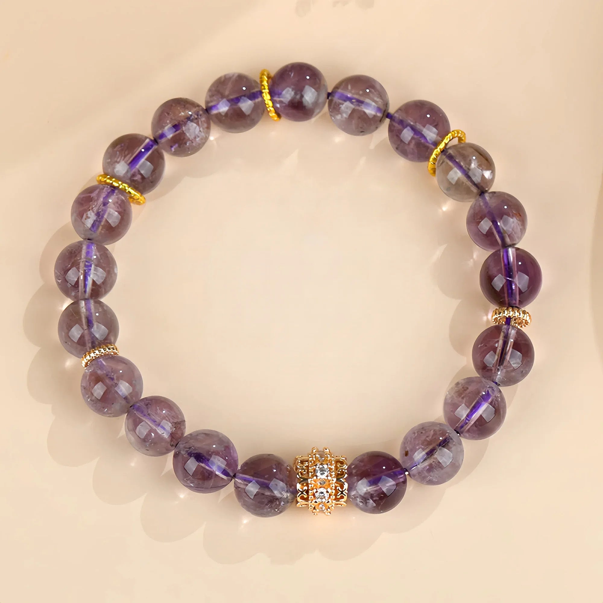 Natural Purple Amethyst Crystal Stretch Bracelet