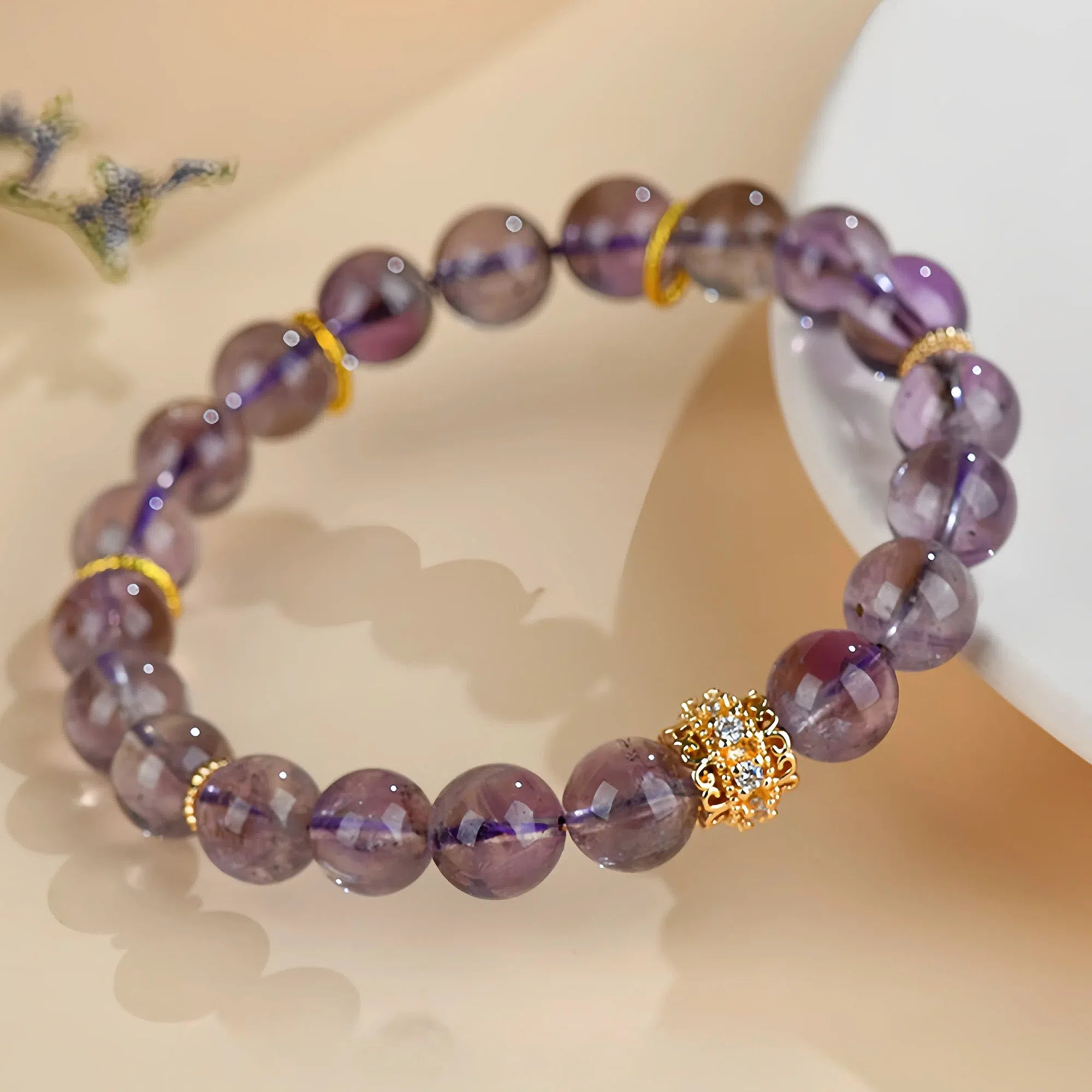 Natural Purple Amethyst Crystal Stretch Bracelet