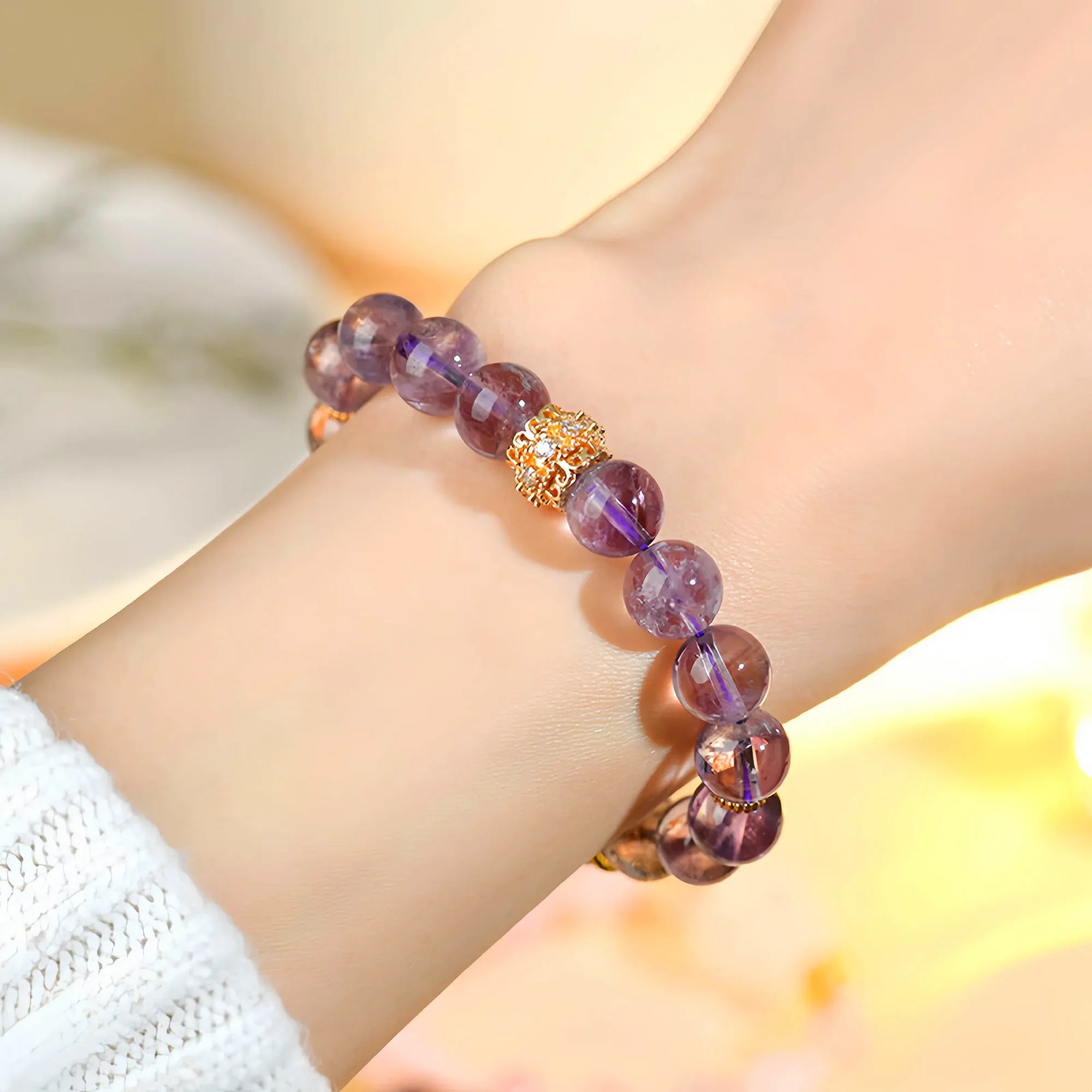 Natural Purple Amethyst Crystal Stretch Bracelet