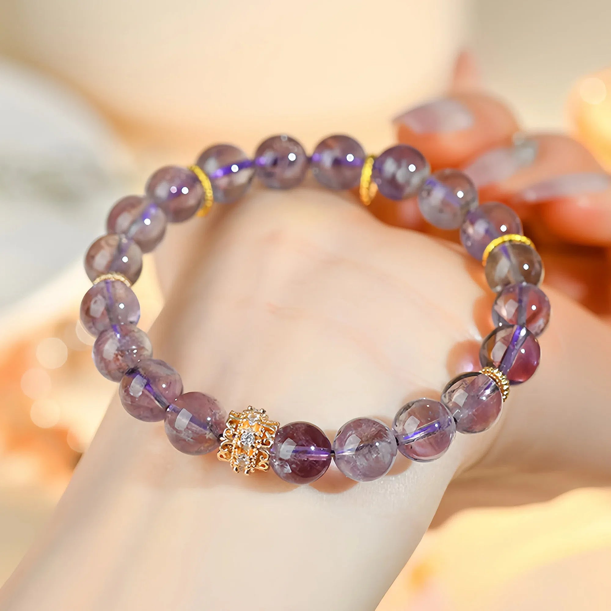 Natural Purple Amethyst Crystal Stretch Bracelet