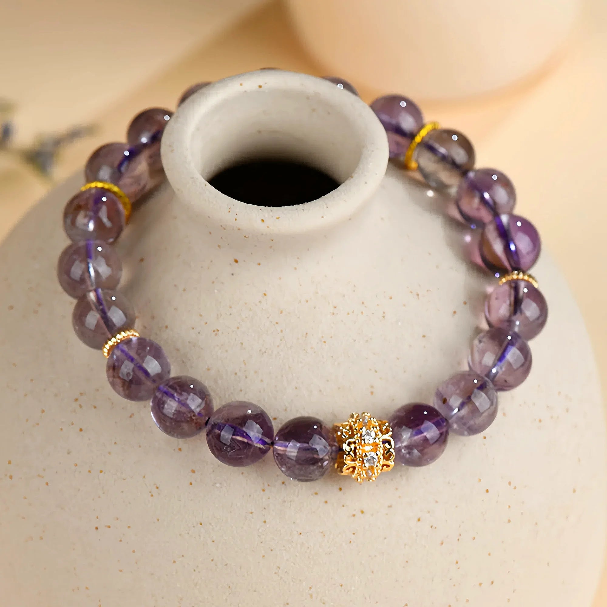 Natural Purple Amethyst Crystal Stretch Bracelet