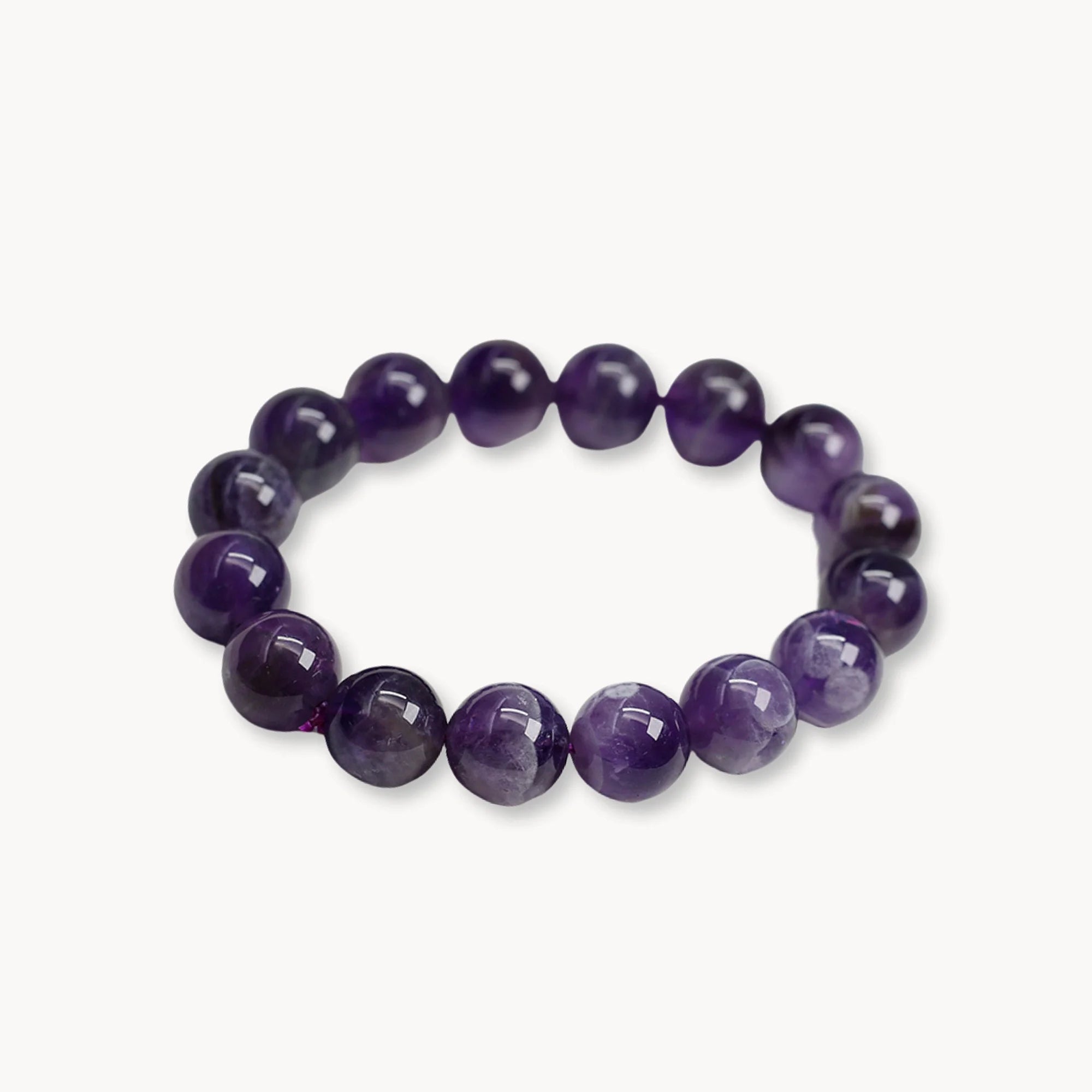 Natural Round Amethyst Bead Bracelet