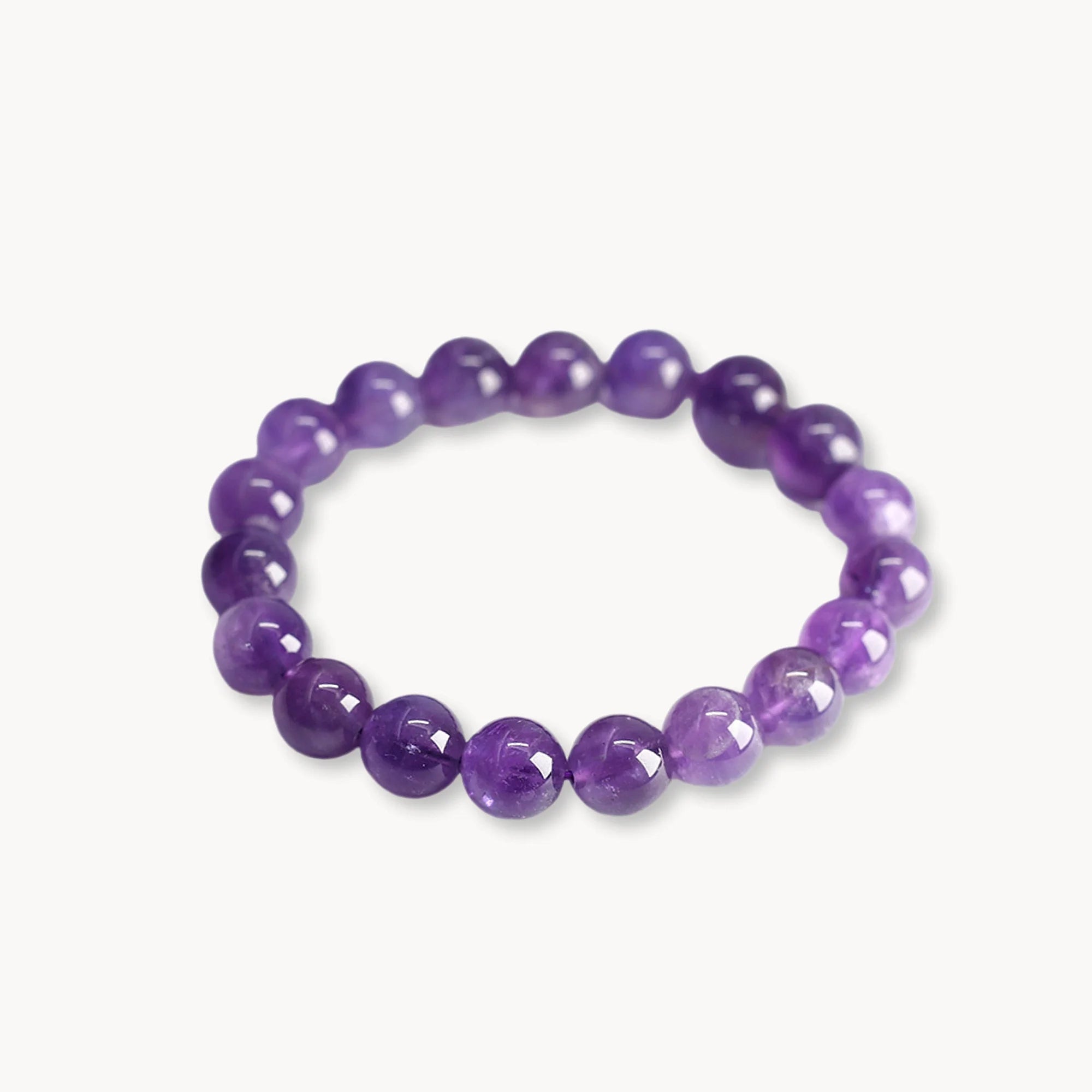 Natural Round Amethyst Bead Bracelet
