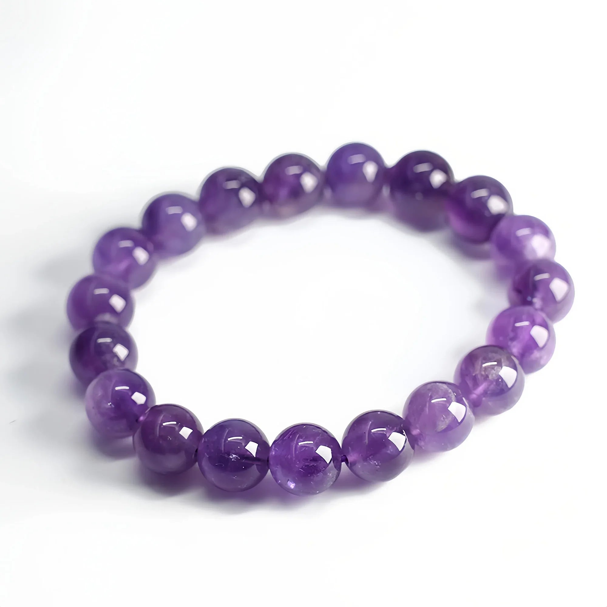 Natural Round Amethyst Bead Bracelet