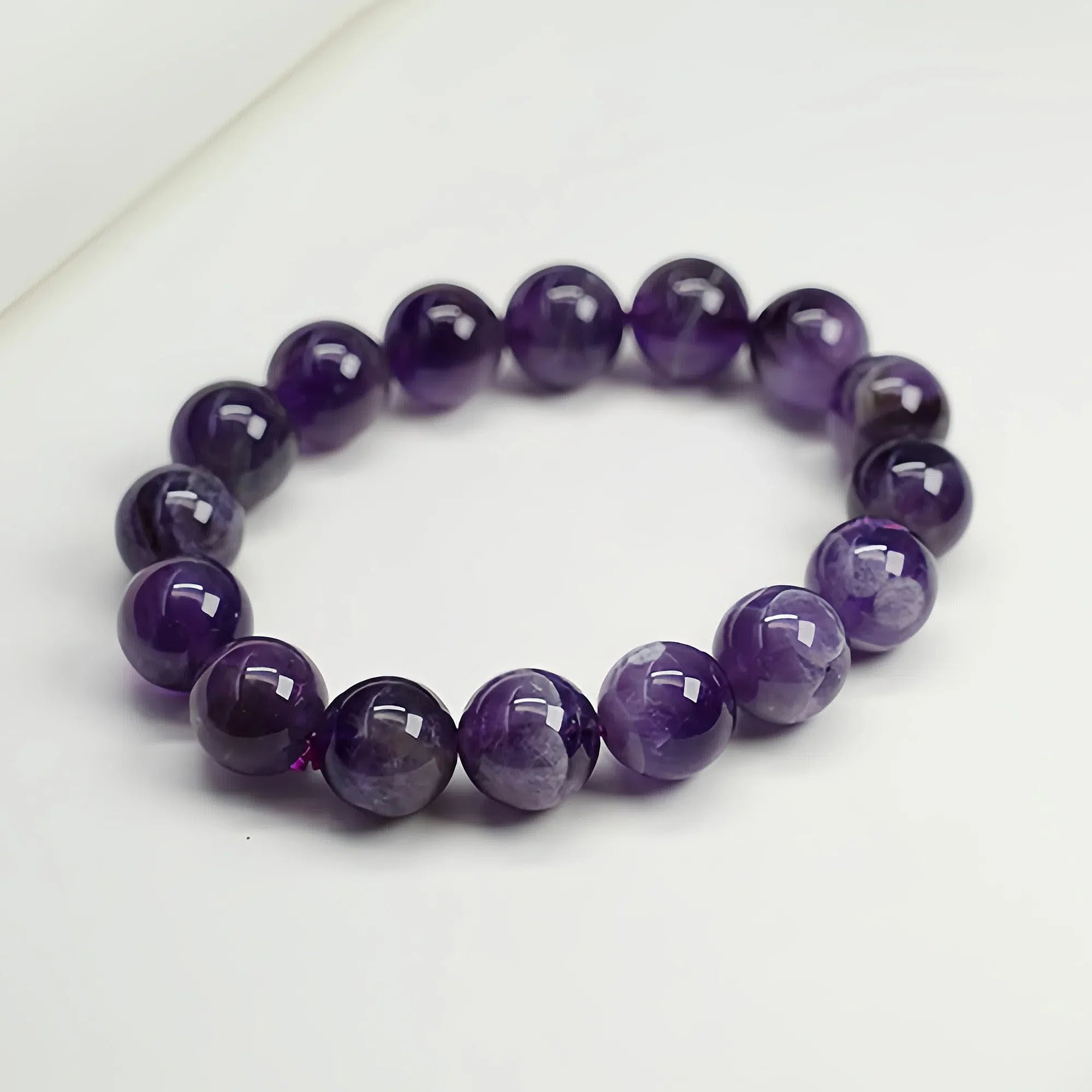 Natural Round Amethyst Bead Bracelet