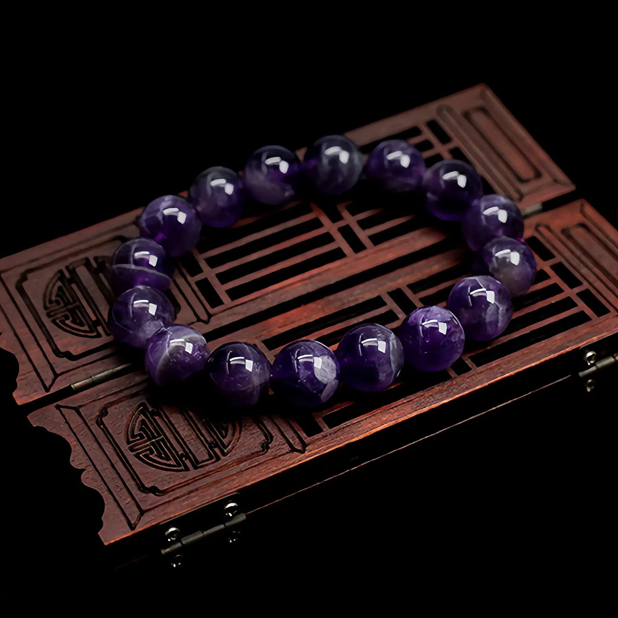 Natural Round Amethyst Bead Bracelet