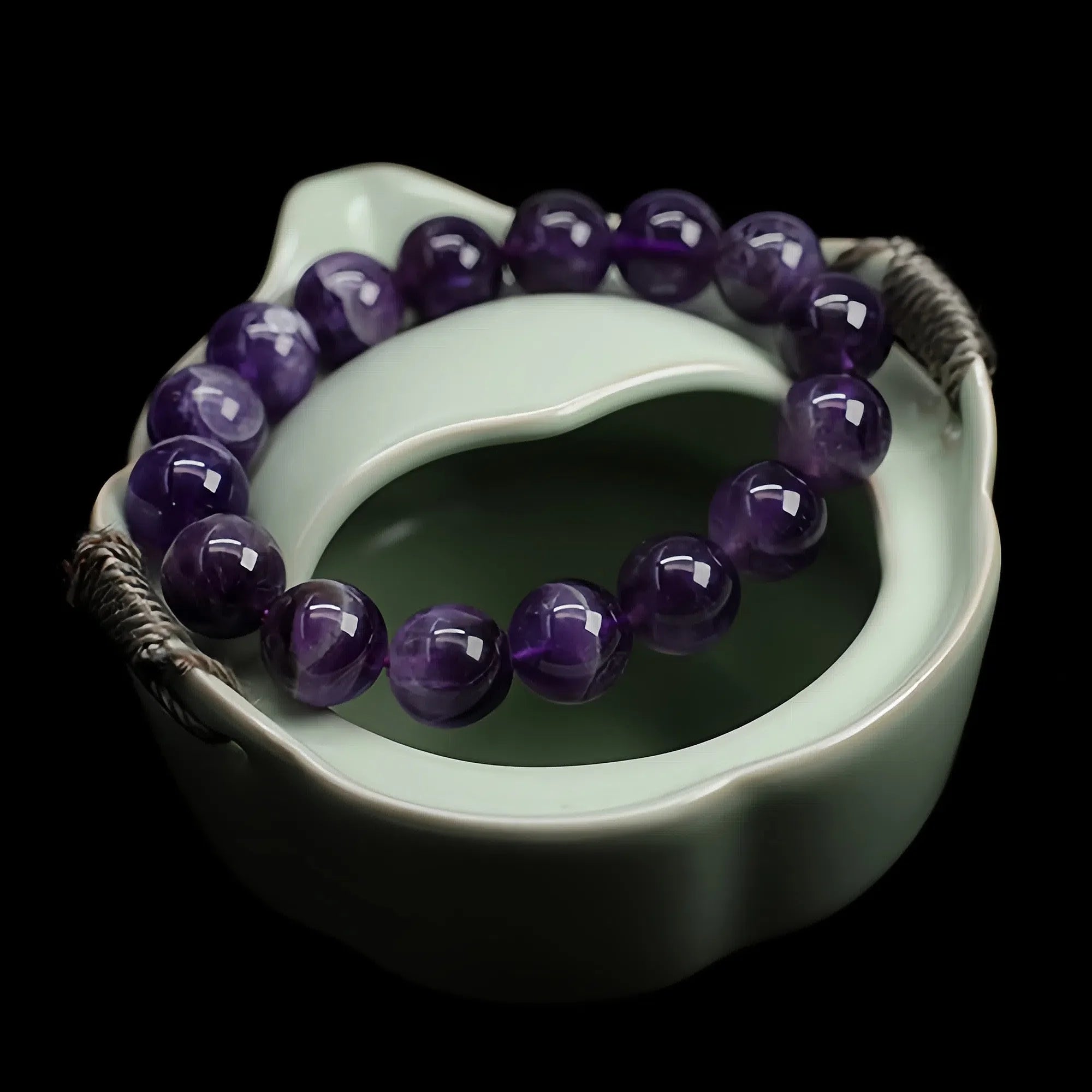 Natural Round Amethyst Bead Bracelet