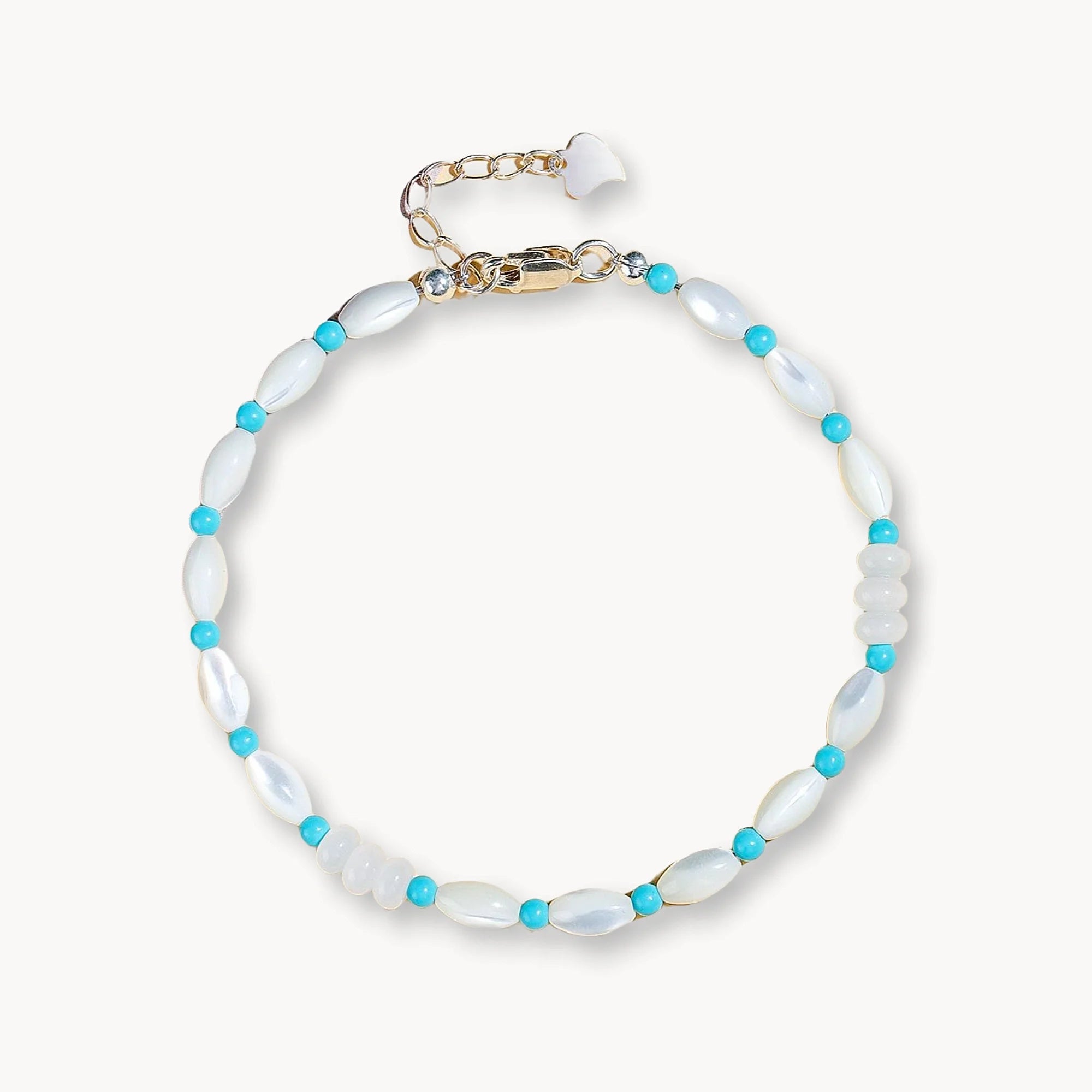 Natural Trochus Shell Agate & Turquoise Bracelet