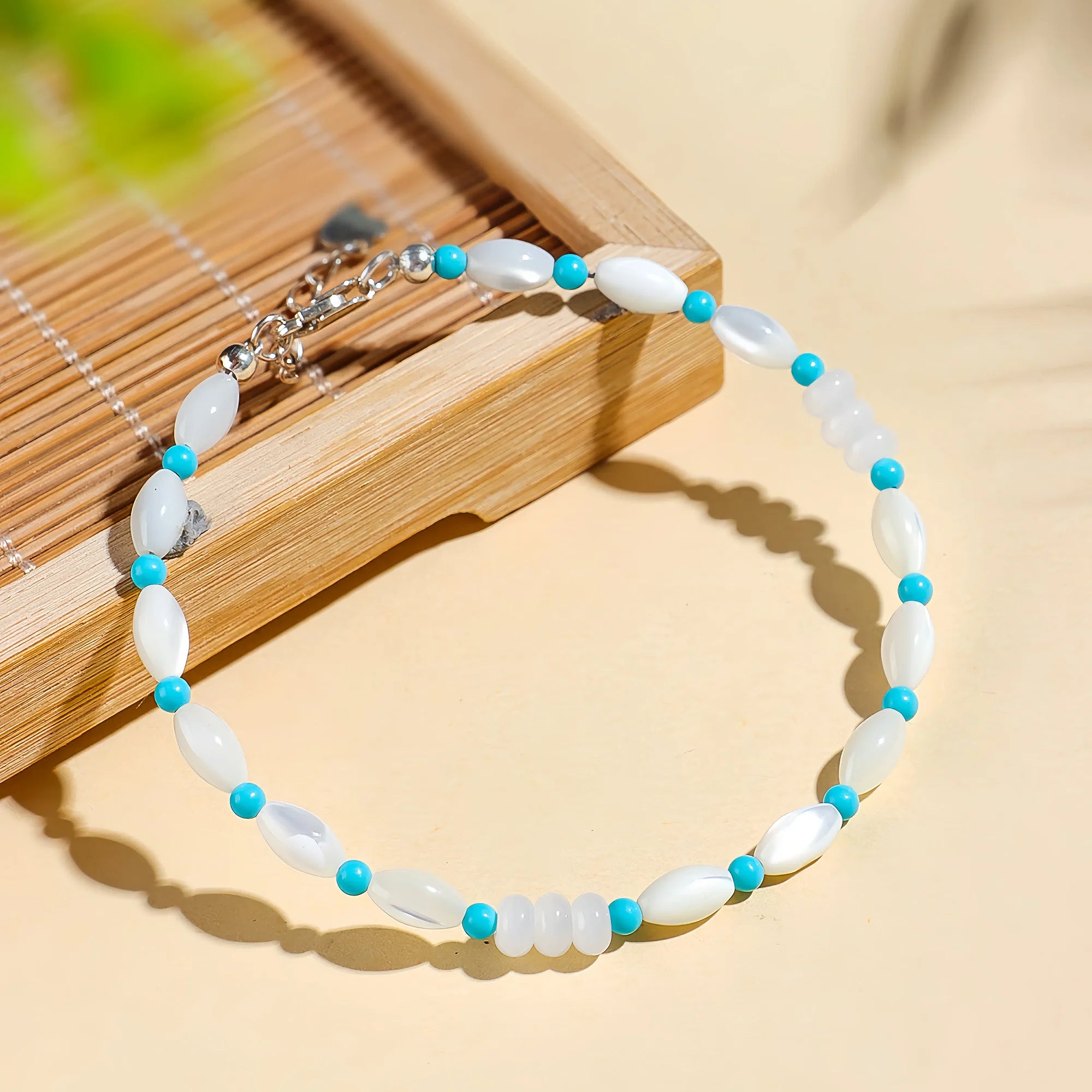 Natural Trochus Shell Agate & Turquoise Bracelet